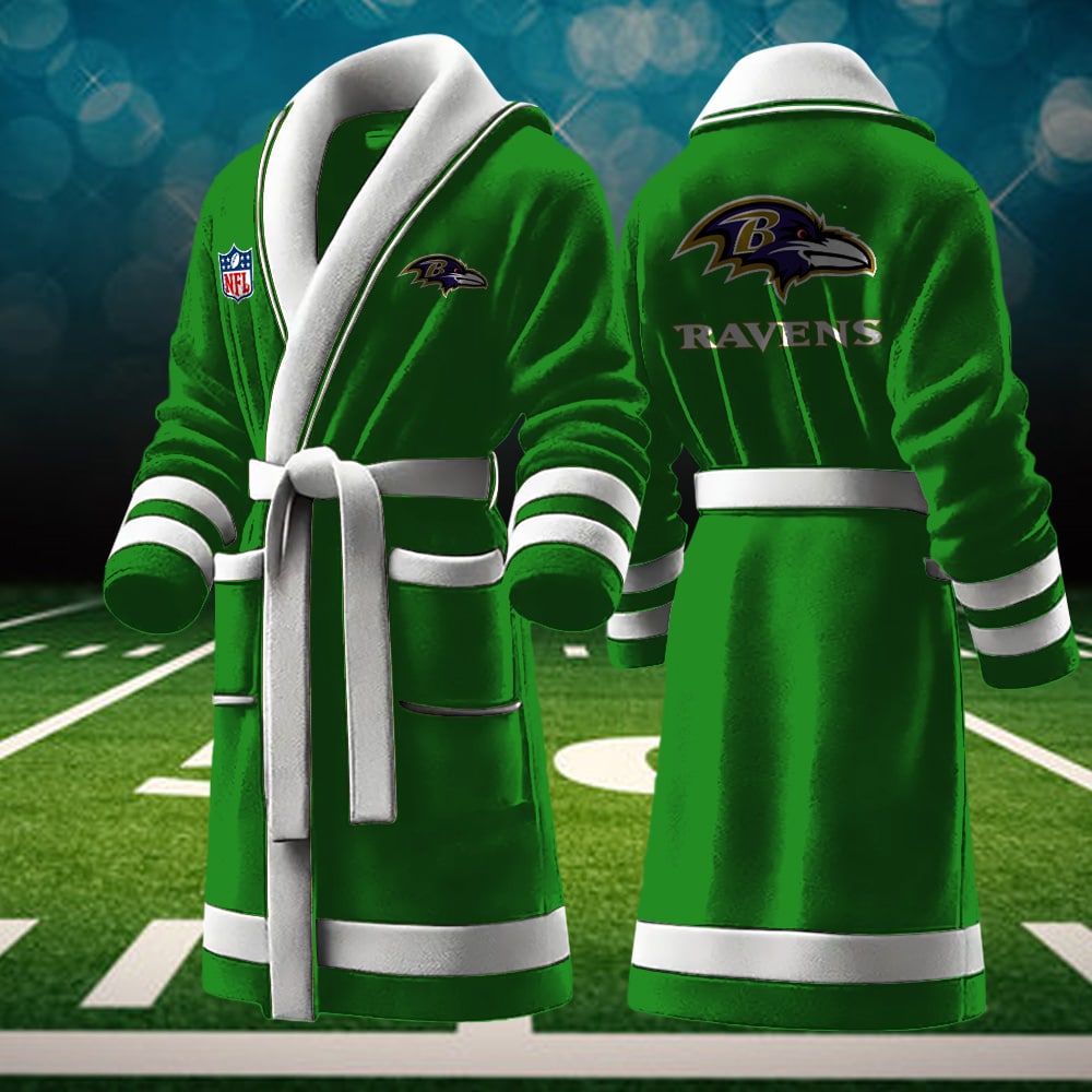 baltimore ravens nfl personalized fleece bathrobe stjfy