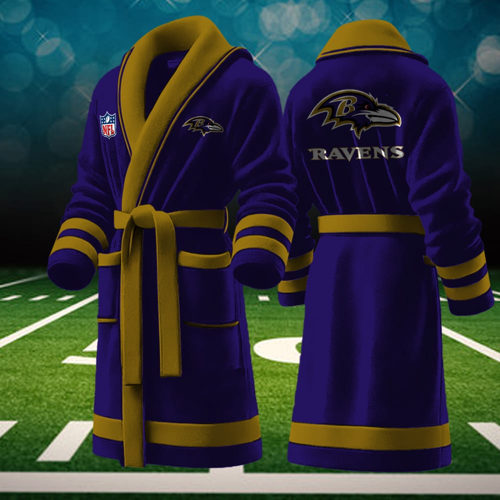 baltimore ravens nfl personalized fleece bathrobe thiiq