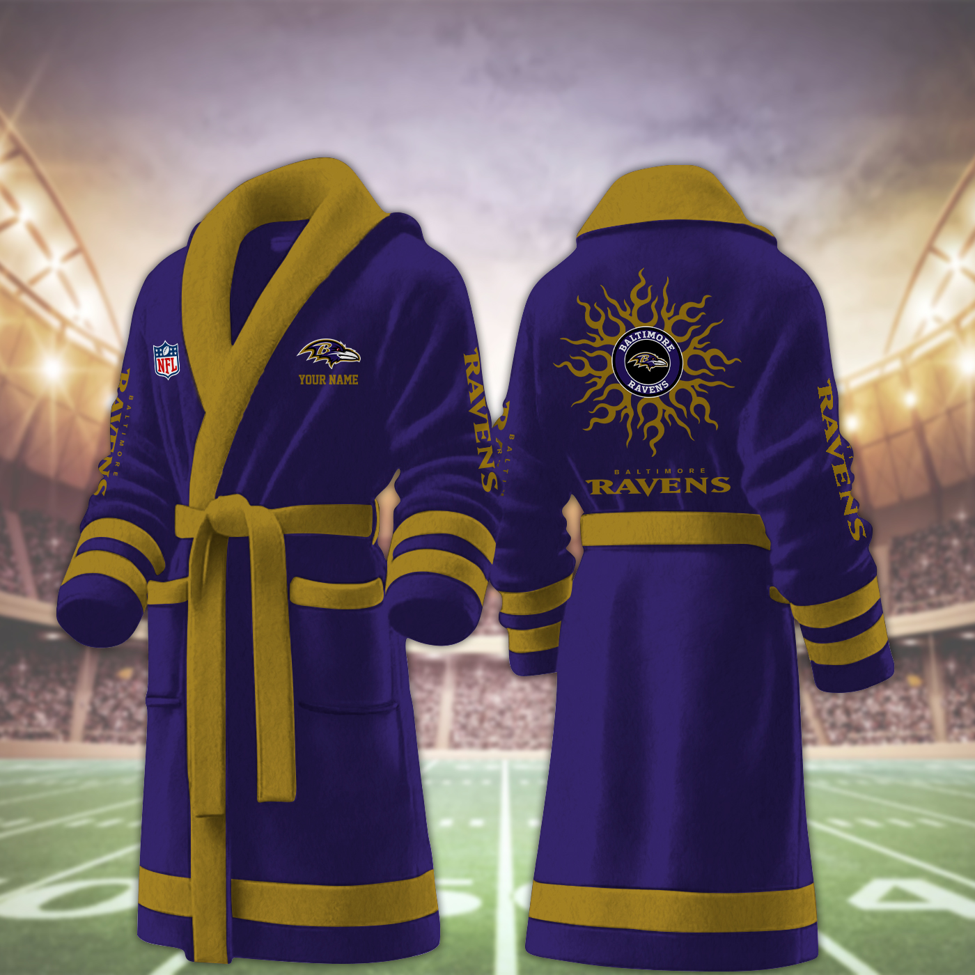 baltimore ravens nfl personalized fleece bathrobe ydiey