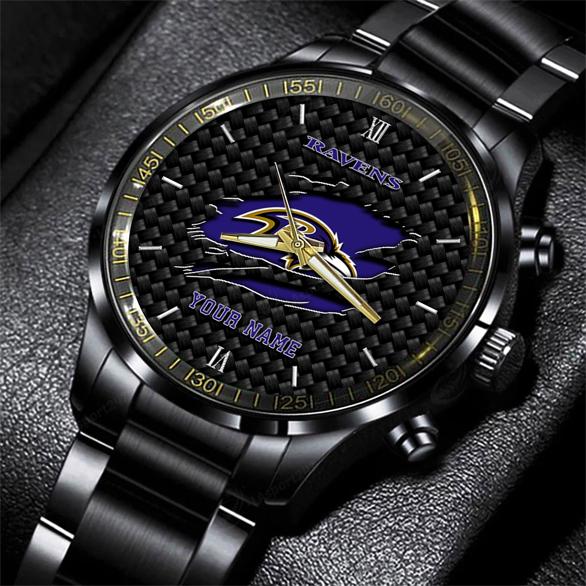 baltimore ravens nfl personalized sport black fashion watch ypkd9