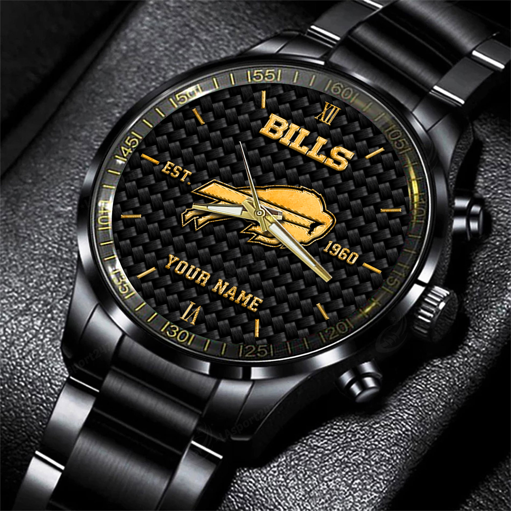 buffalo bills nfl black fashion hand watch custom your name gift for fan prrae