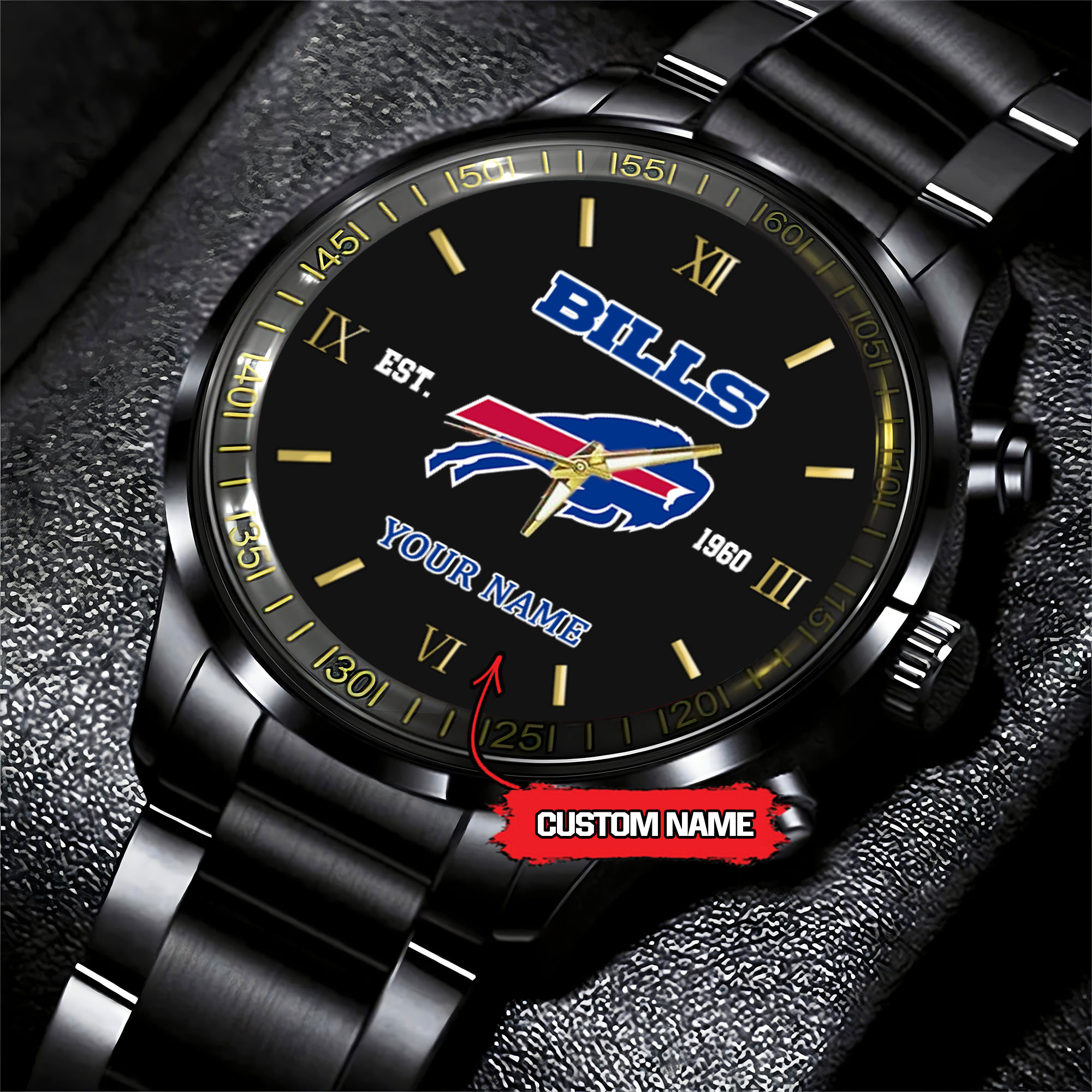 buffalo bills nfl personalized black fashion watch ioprv