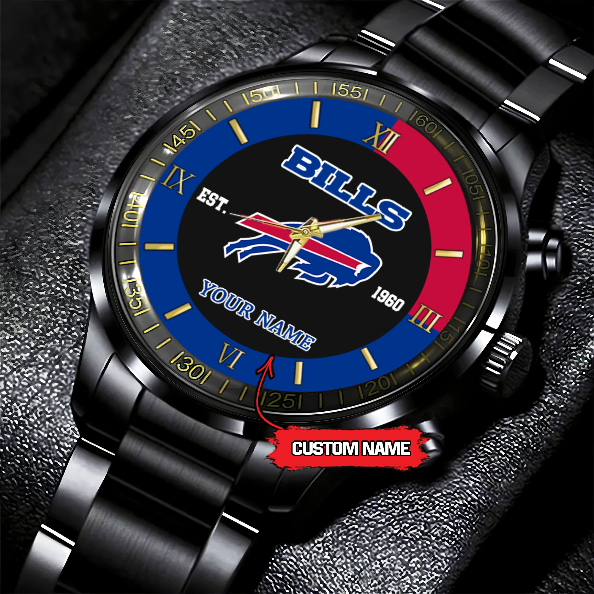 buffalo bills nfl personalized black fashion watch xqlea