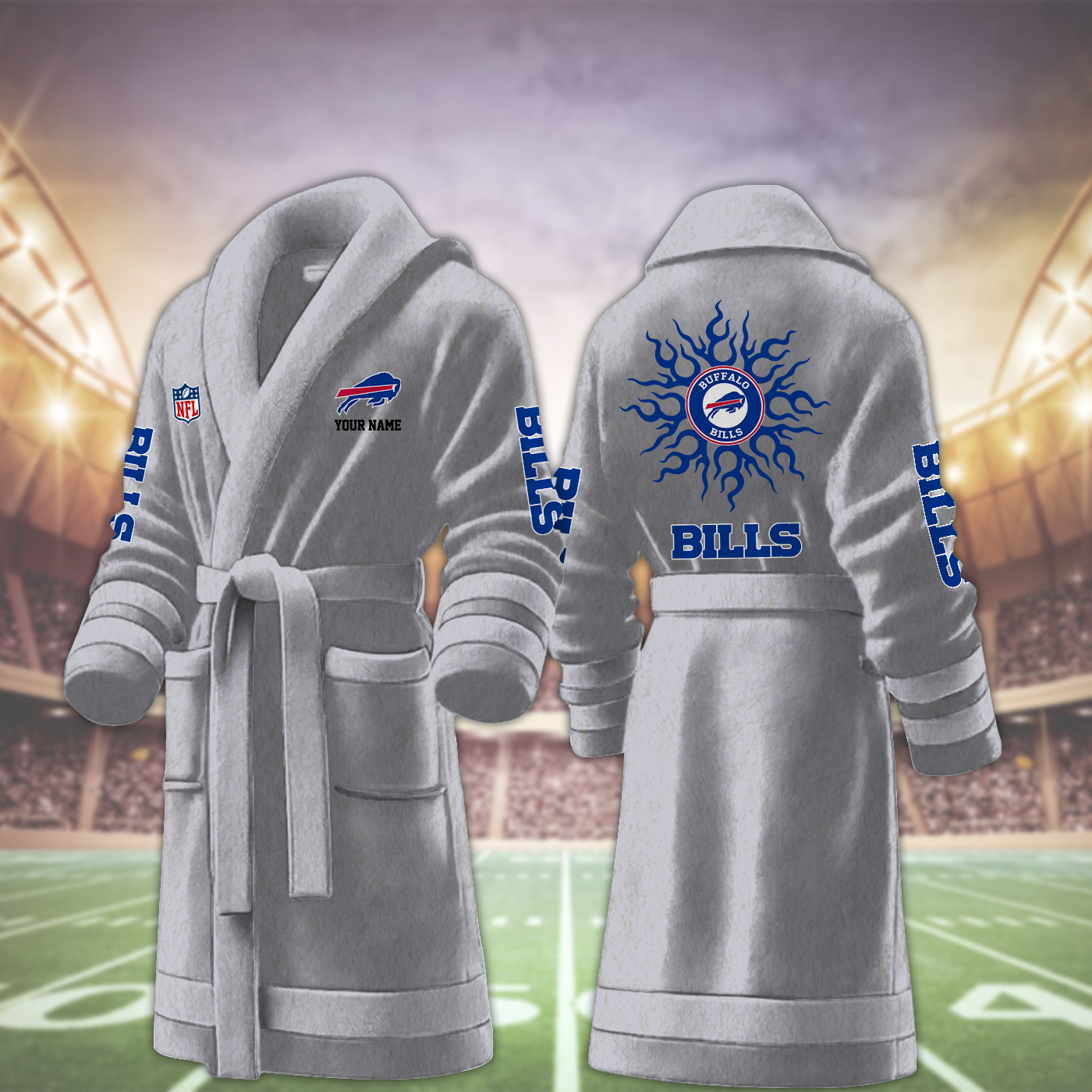 buffalo bills nfl personalized fleece bathrobe 92toy