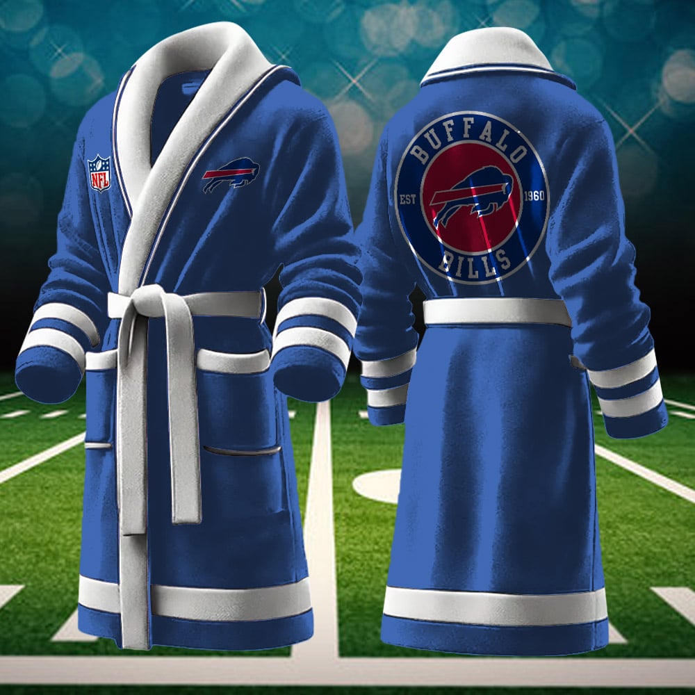 buffalo bills nfl personalized fleece bathrobe bwime