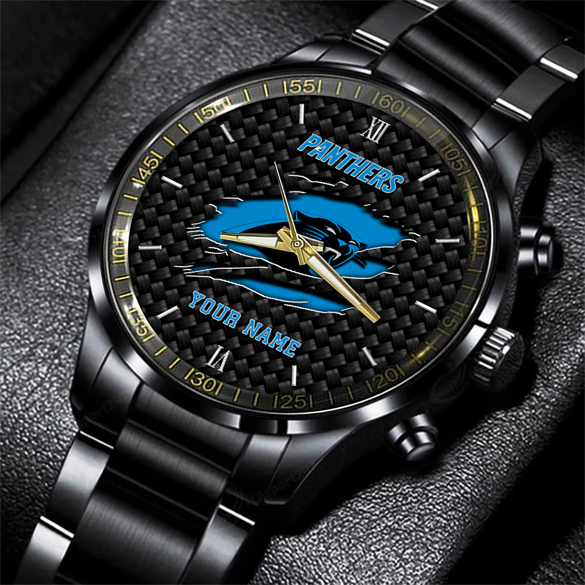 carolina panthers nfl personalized sport black fashion watch akdrq