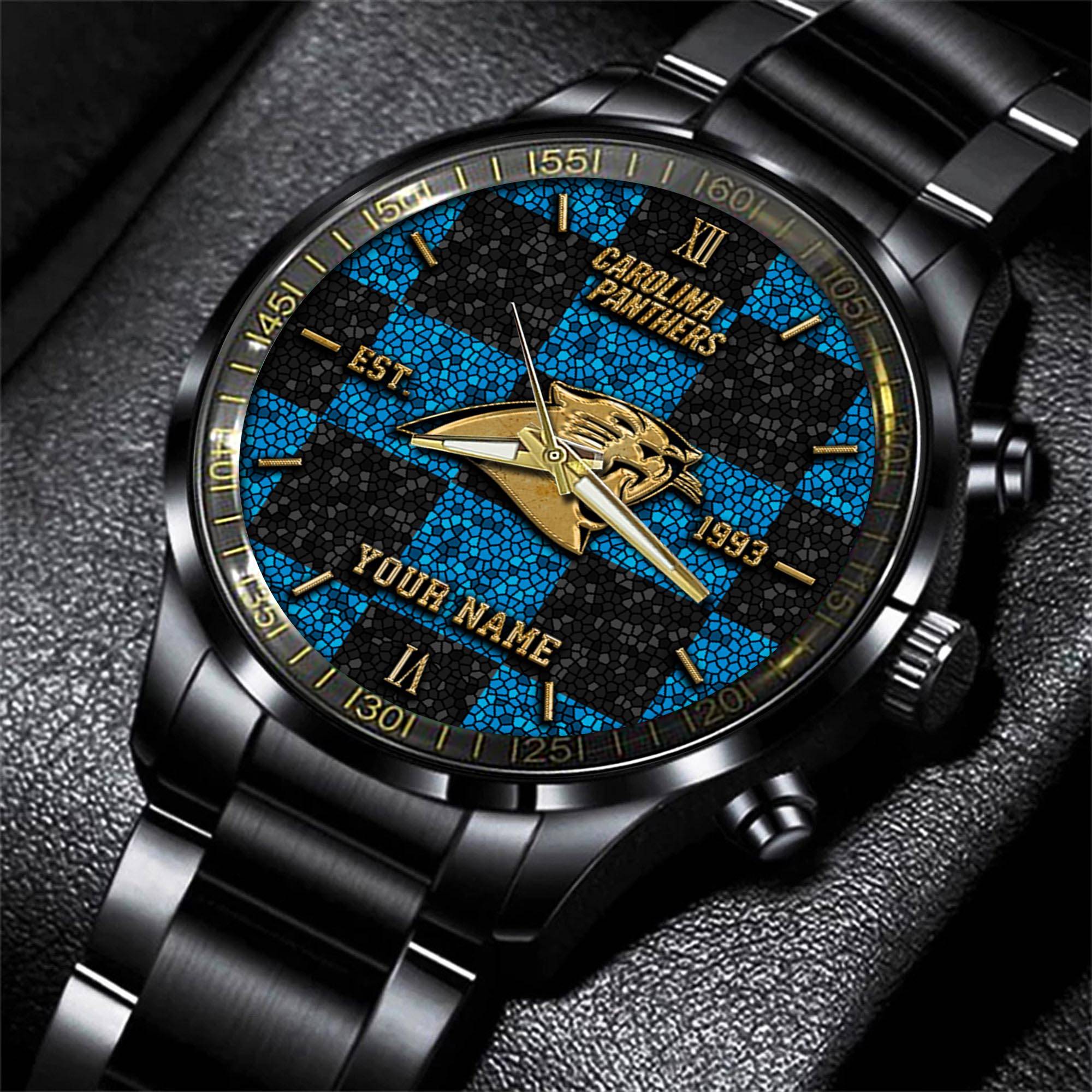 carolina panthers nfl personalized sport black watch gifts for fans nuska