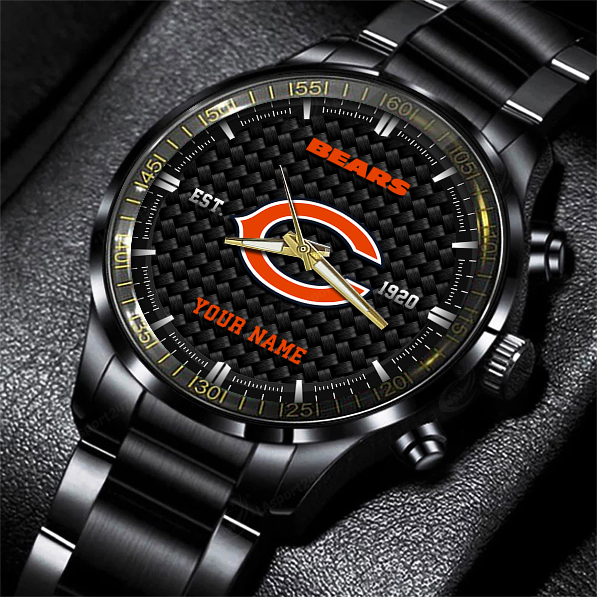 chicago bears nfl black fashion hand watch custom your name gift for fan i53vd