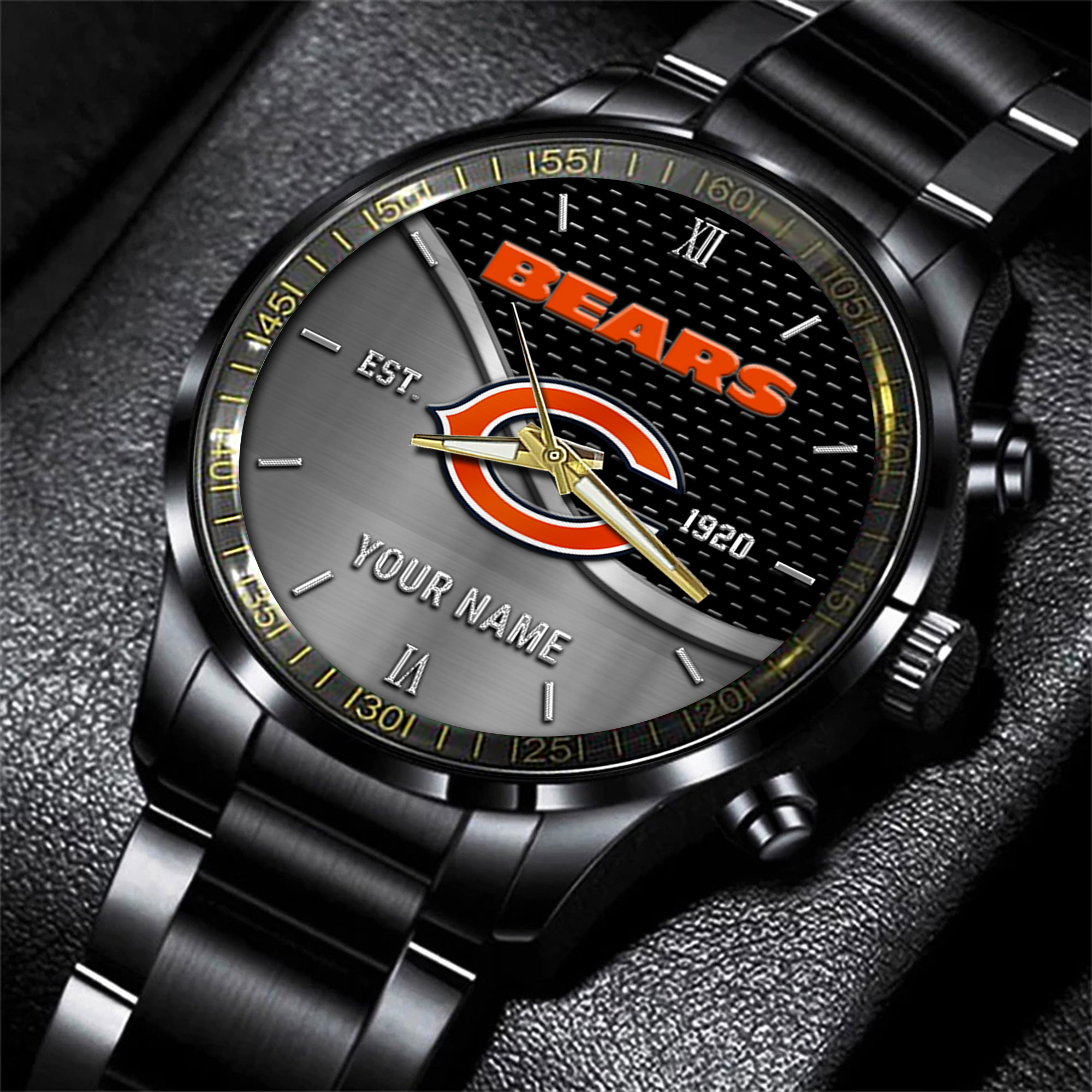 chicago bears nfl black fashion hand watch custom your name gift for fan kzrd0