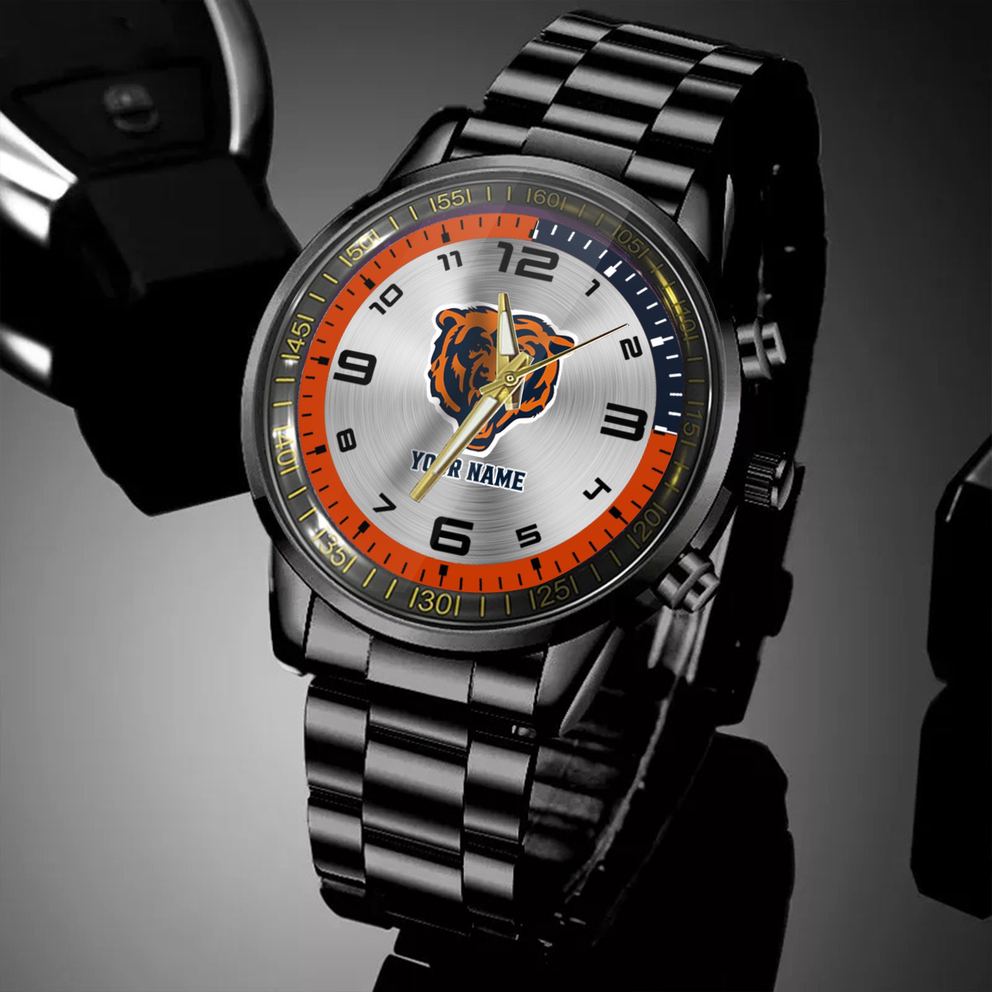 chicago bears nfl personalized black hand watch gifts for fans wgj5e