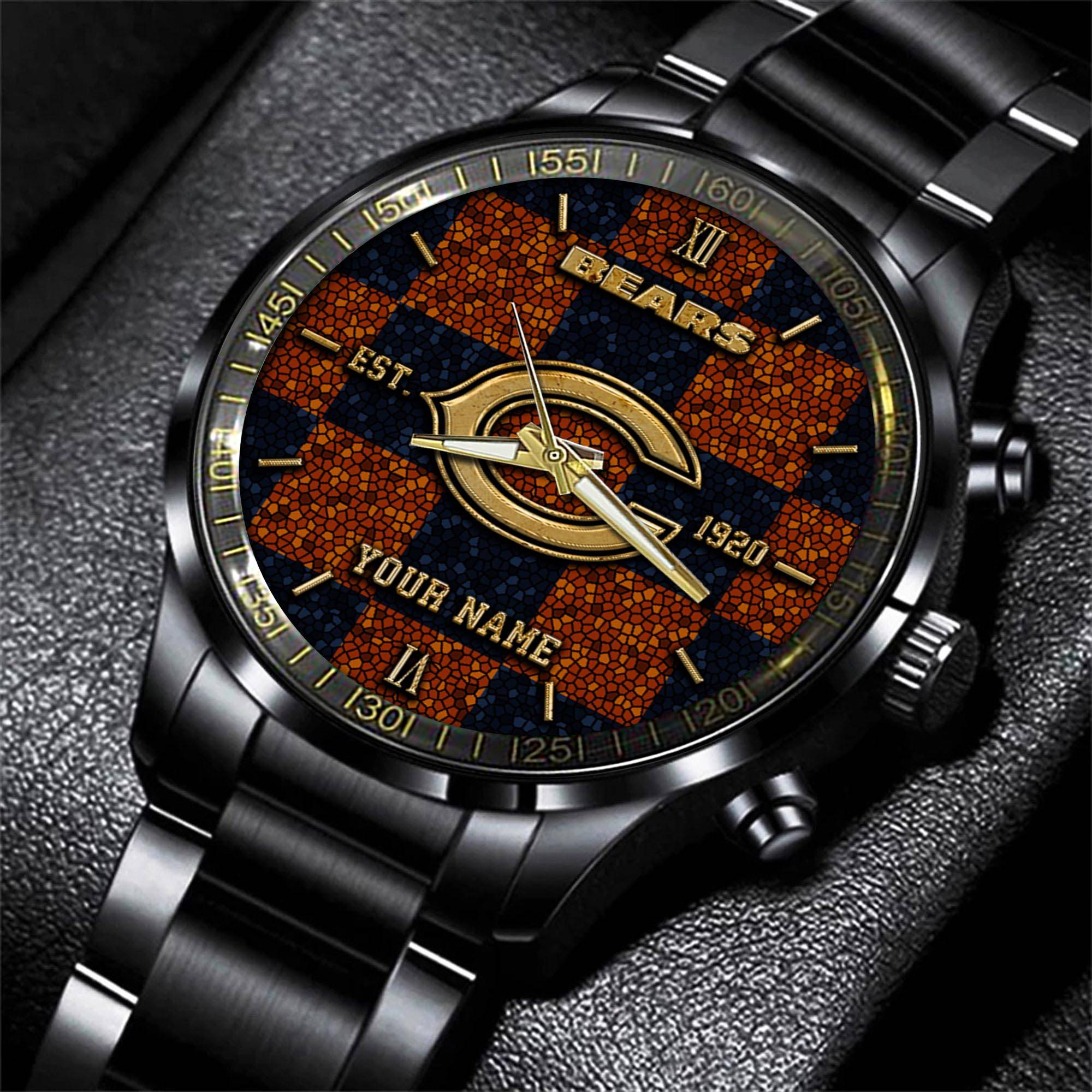 chicago bears nfl personalized sport black watch gifts for fans iuqkd