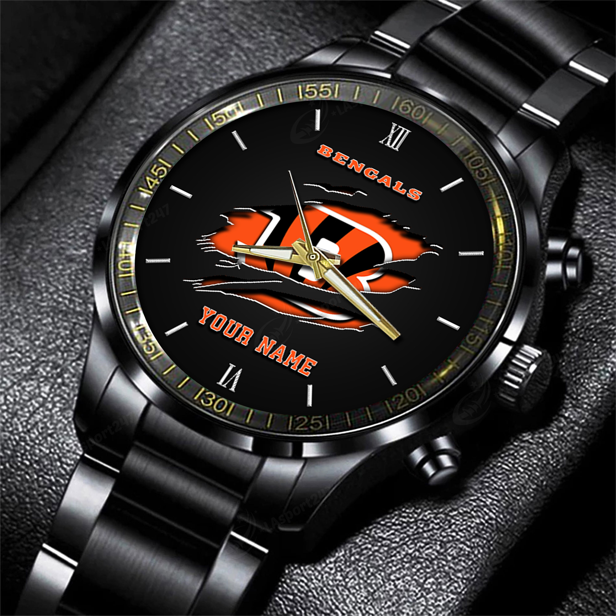 cincinnati bengals nfl personalized black fashion watch for football lovers qdx3x