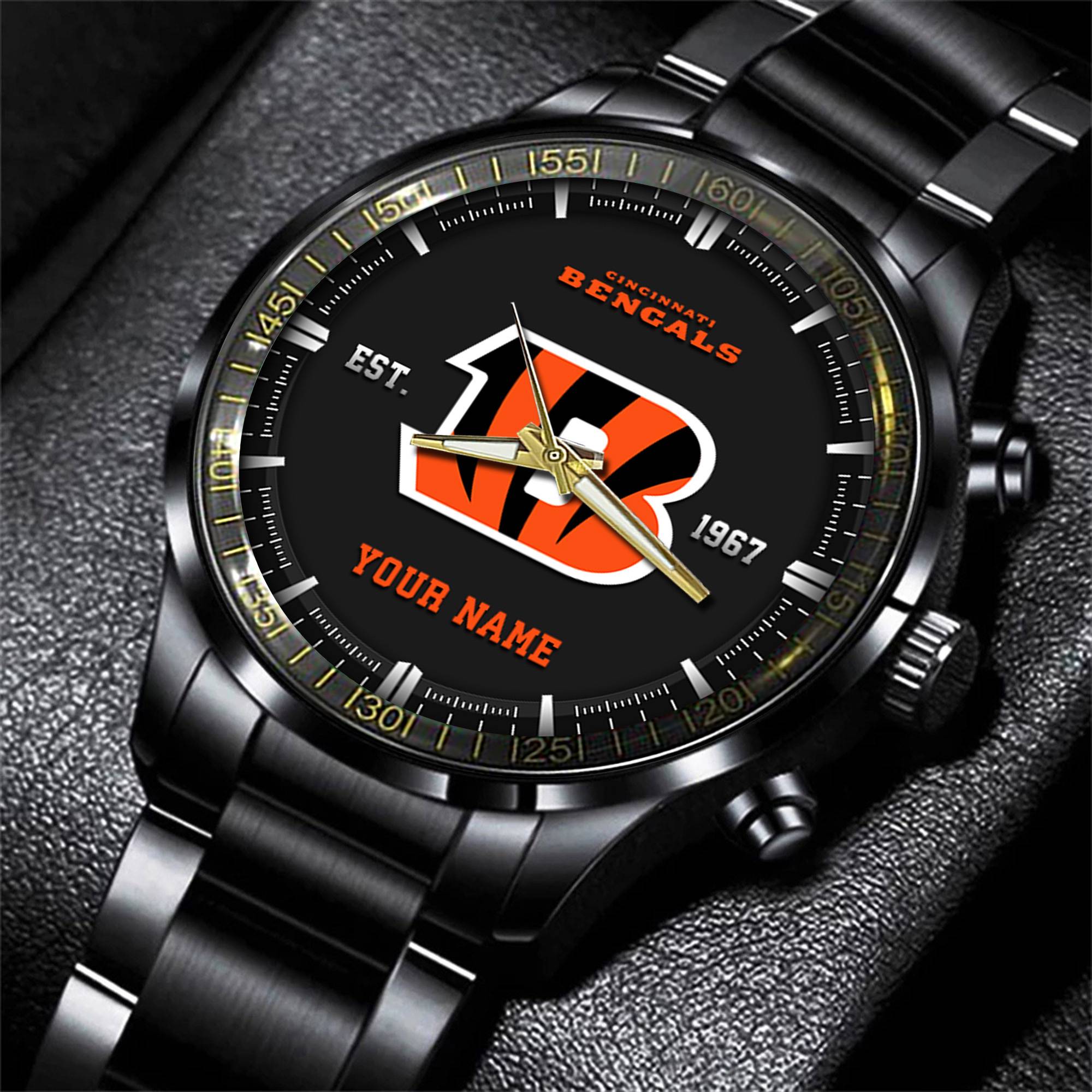 cincinnati bengals nfl personalized black fashion watch gifts for fans ohrda