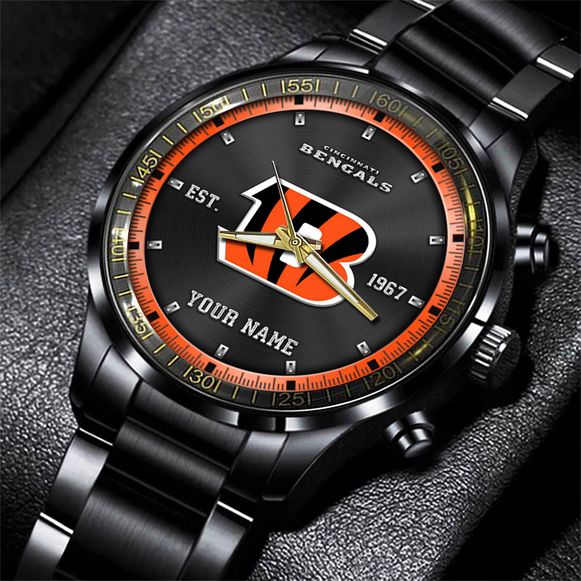 cincinnati bengals nfl personalized black fashion watch gifts for fans x61ls