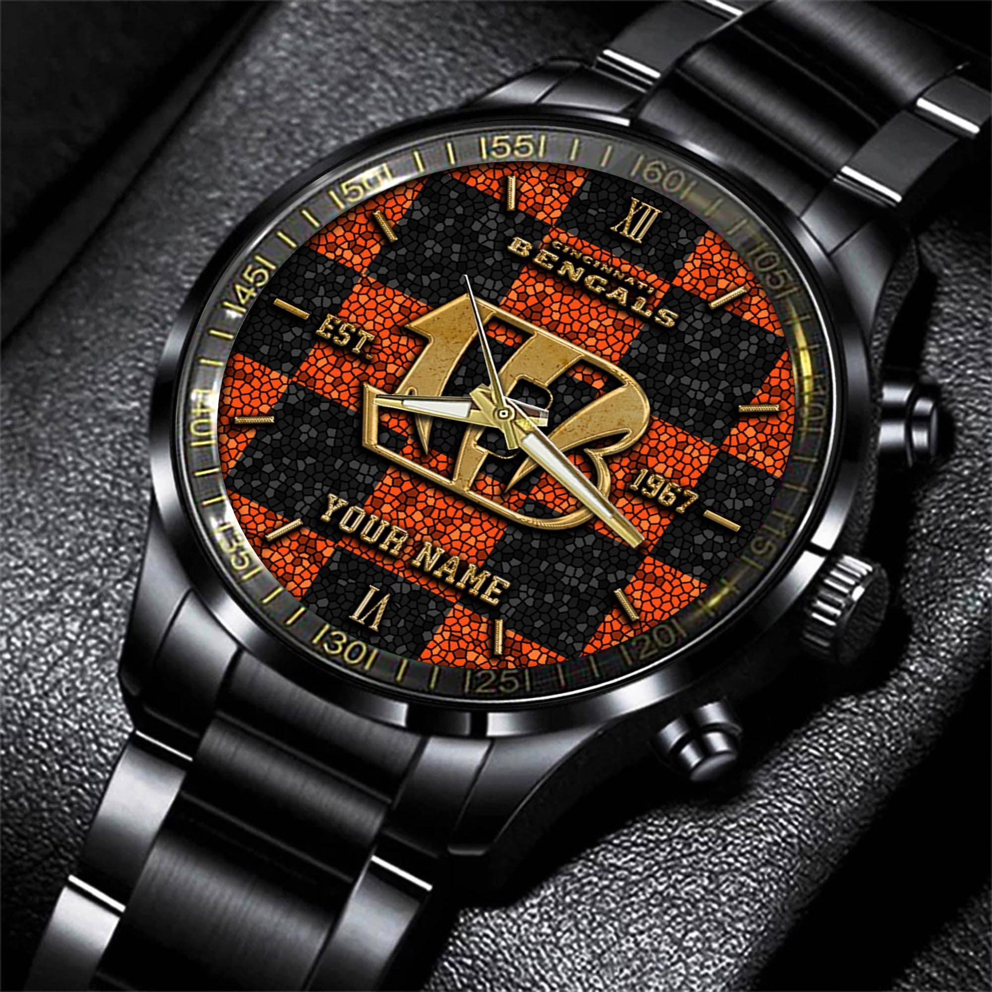 cincinnati bengals nfl personalized sport black watch gifts for fans bnukk