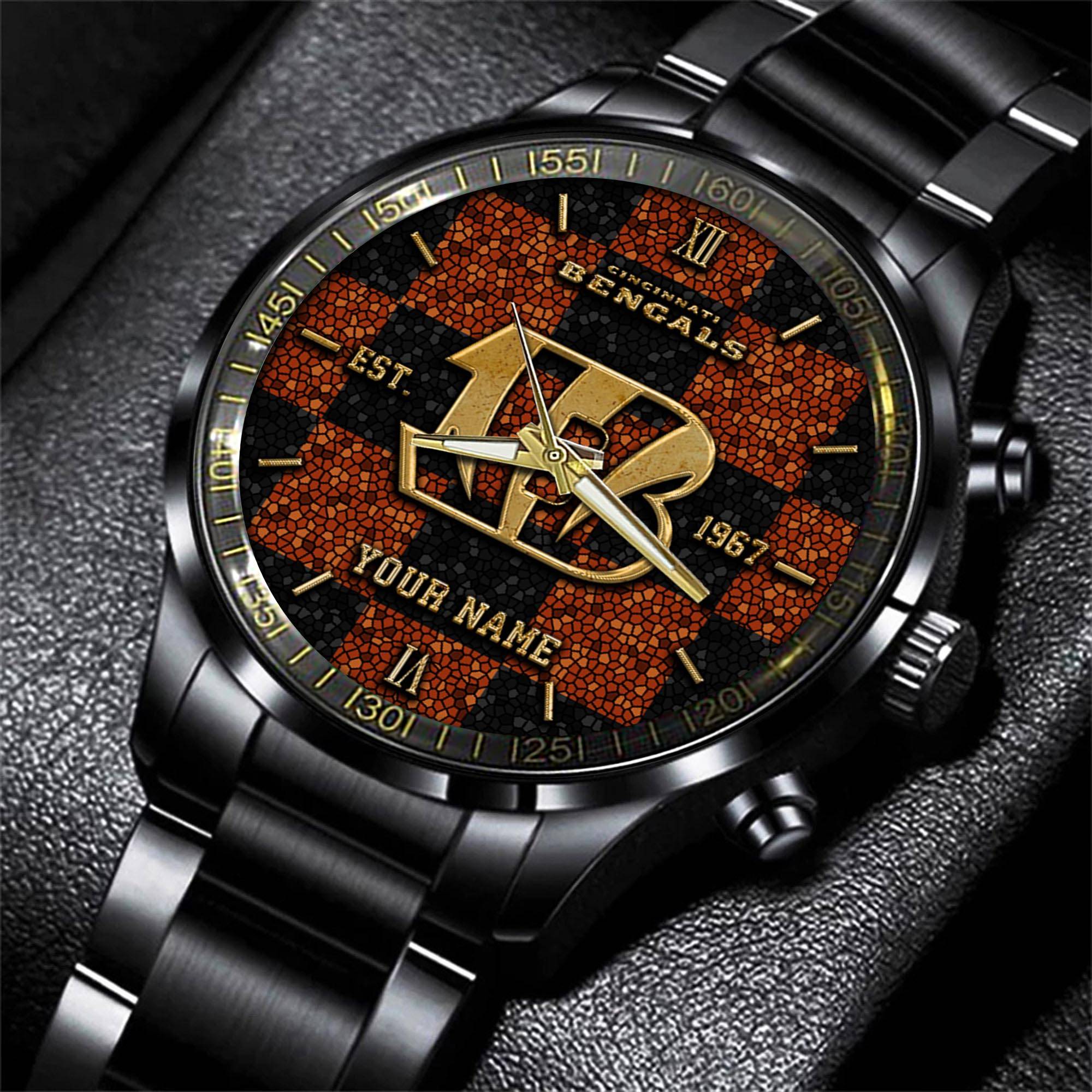 cincinnati bengals nfl personalized sport black watch gifts for fans urmhg