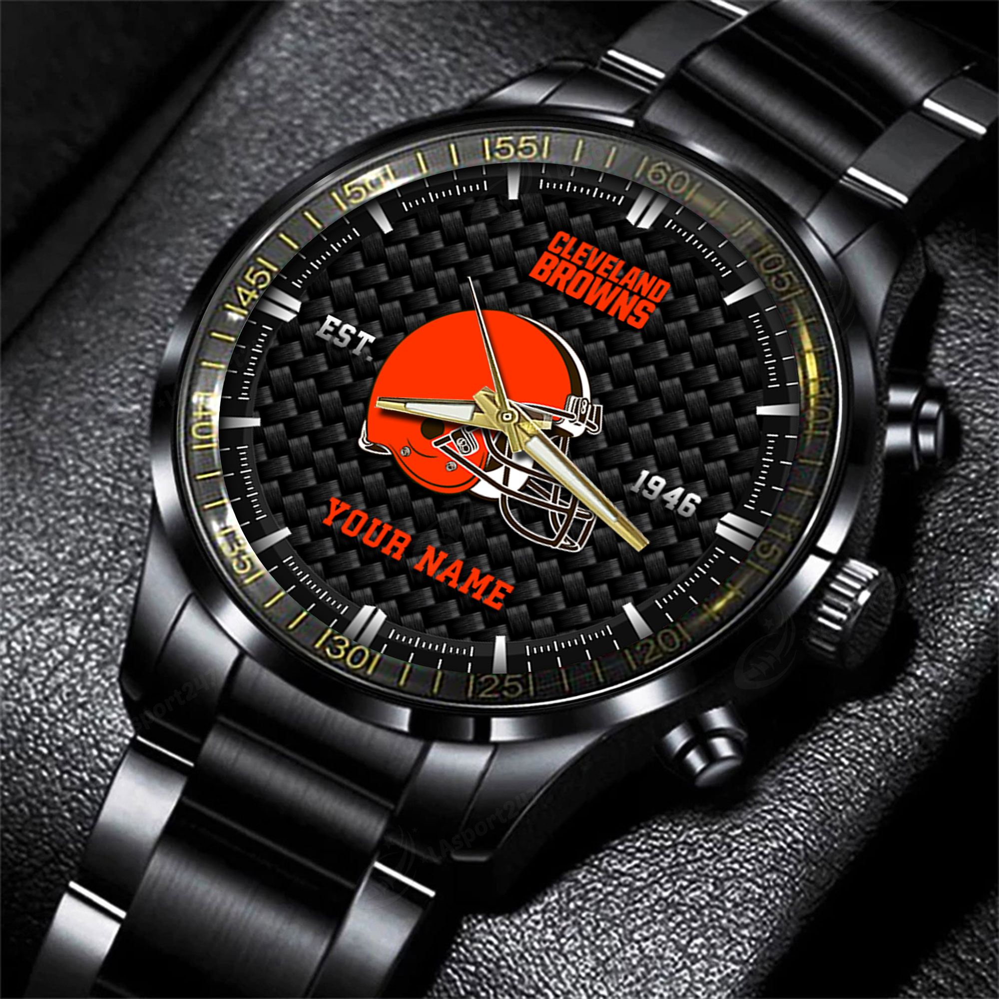 cleveland browns nfl black fashion hand watch custom your name gift for fan yef6i