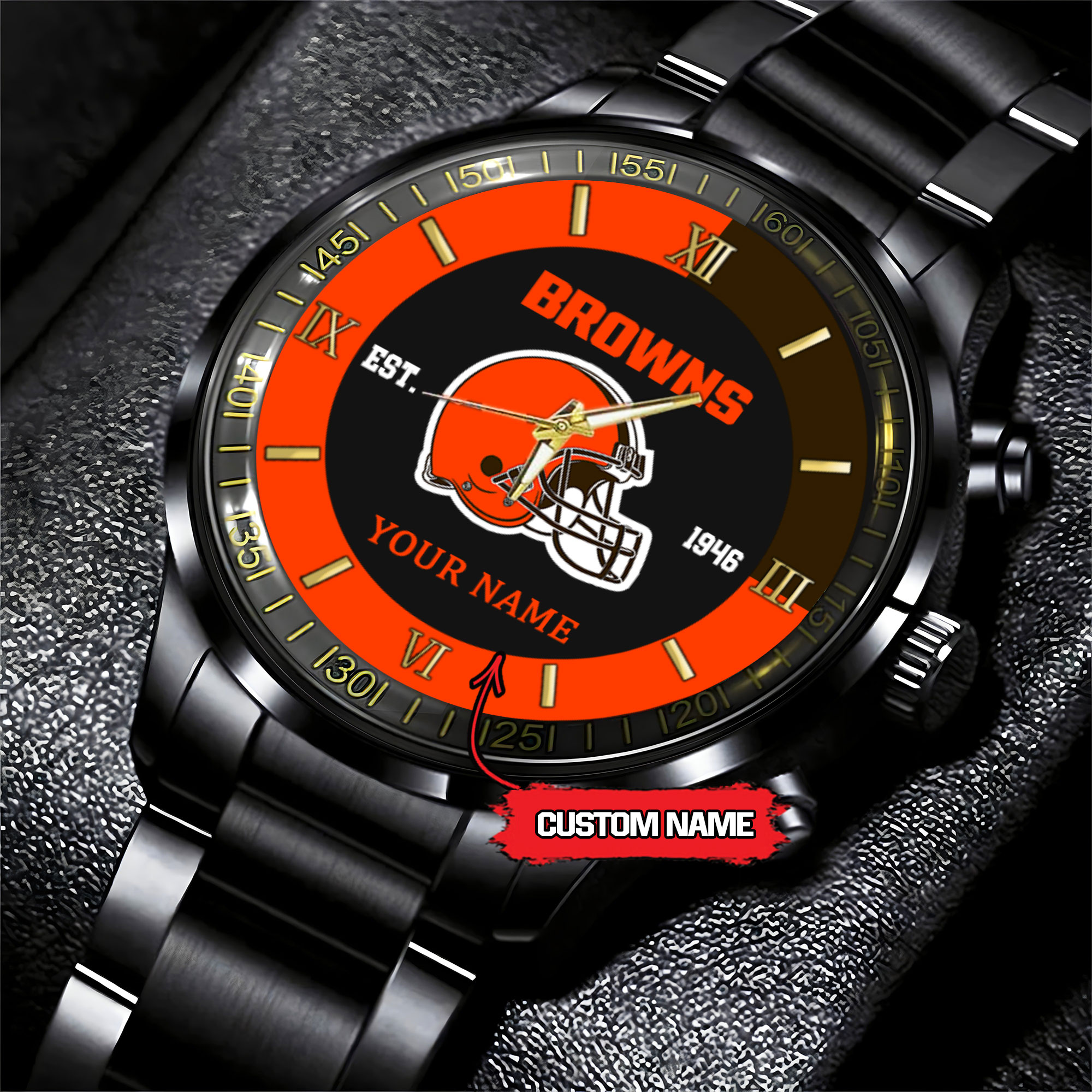 cleveland browns nfl personalized black fashion watch dvhey