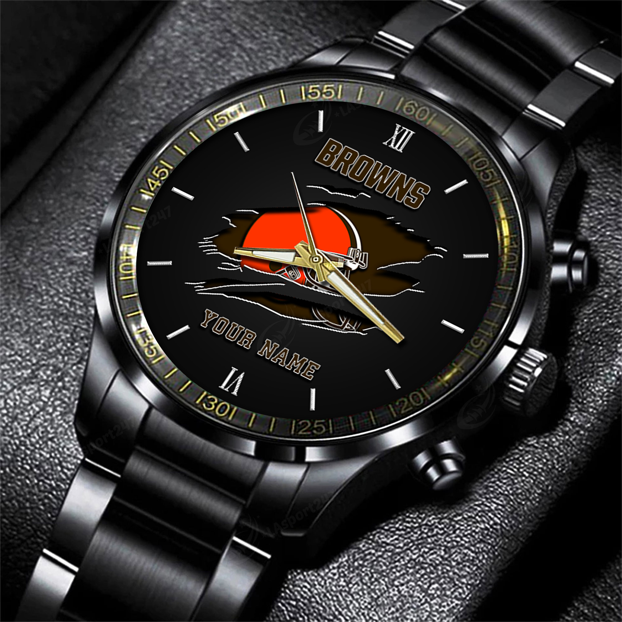 cleveland browns nfl personalized black fashion watch for football lovers aj13j