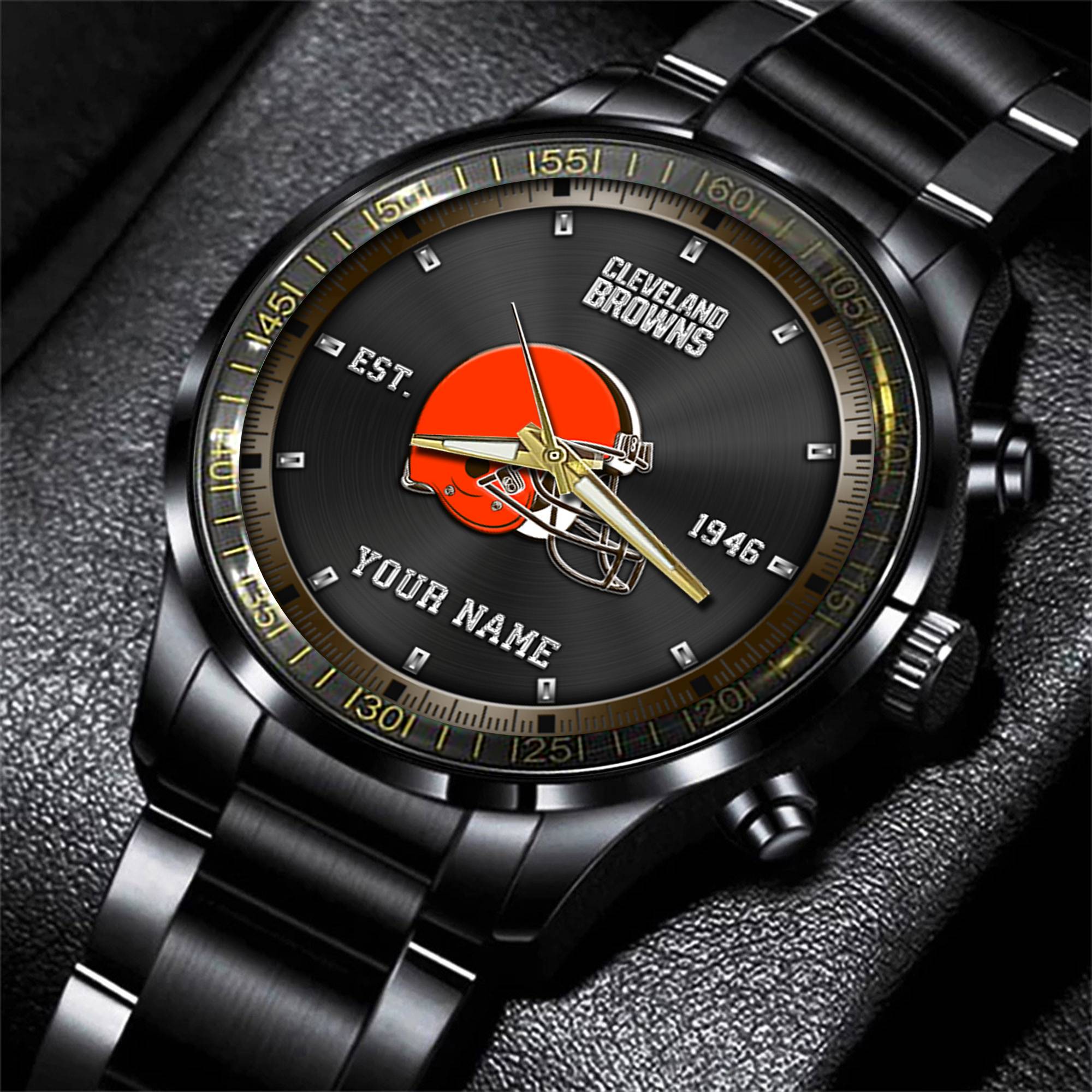 cleveland browns nfl personalized black fashion watch gifts for fans k8arz