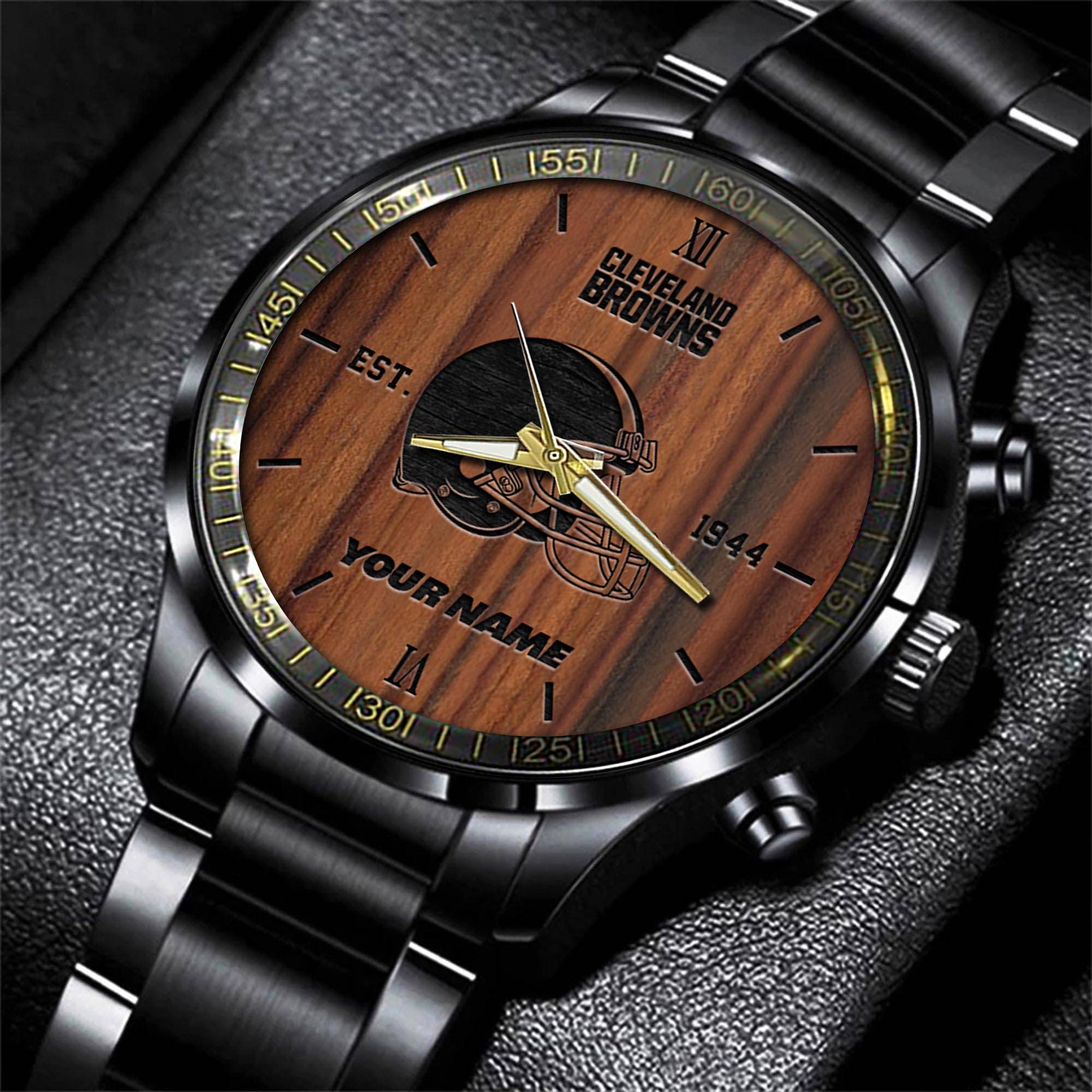 cleveland browns nfl personalized sport black watch gifts for fans ghi0z