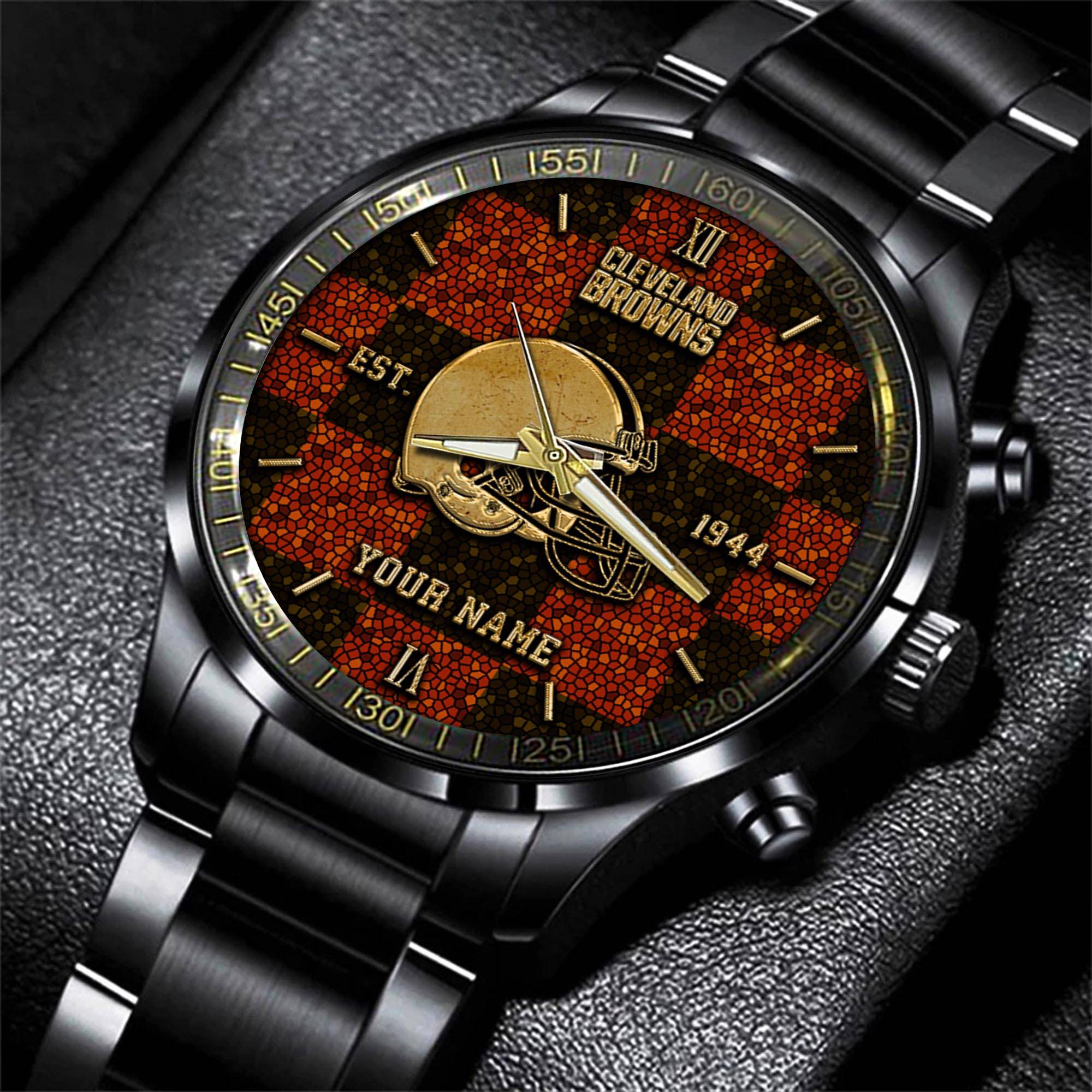 cleveland browns nfl personalized sport black watch gifts for fans tubrb