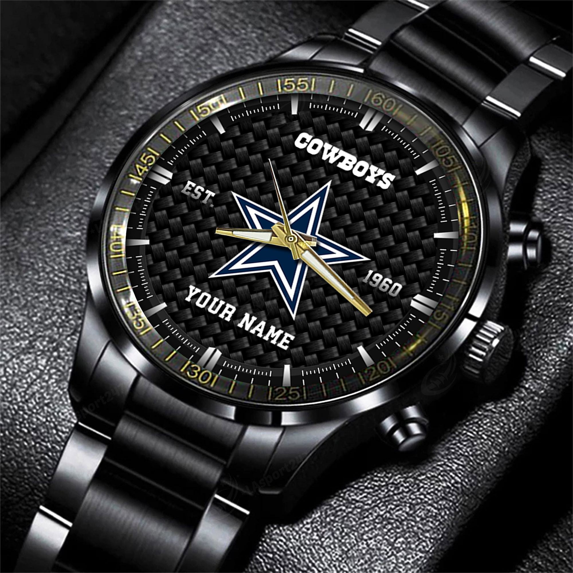 dallas cowboys nfl black fashion hand watch custom your name gift for fan ganym