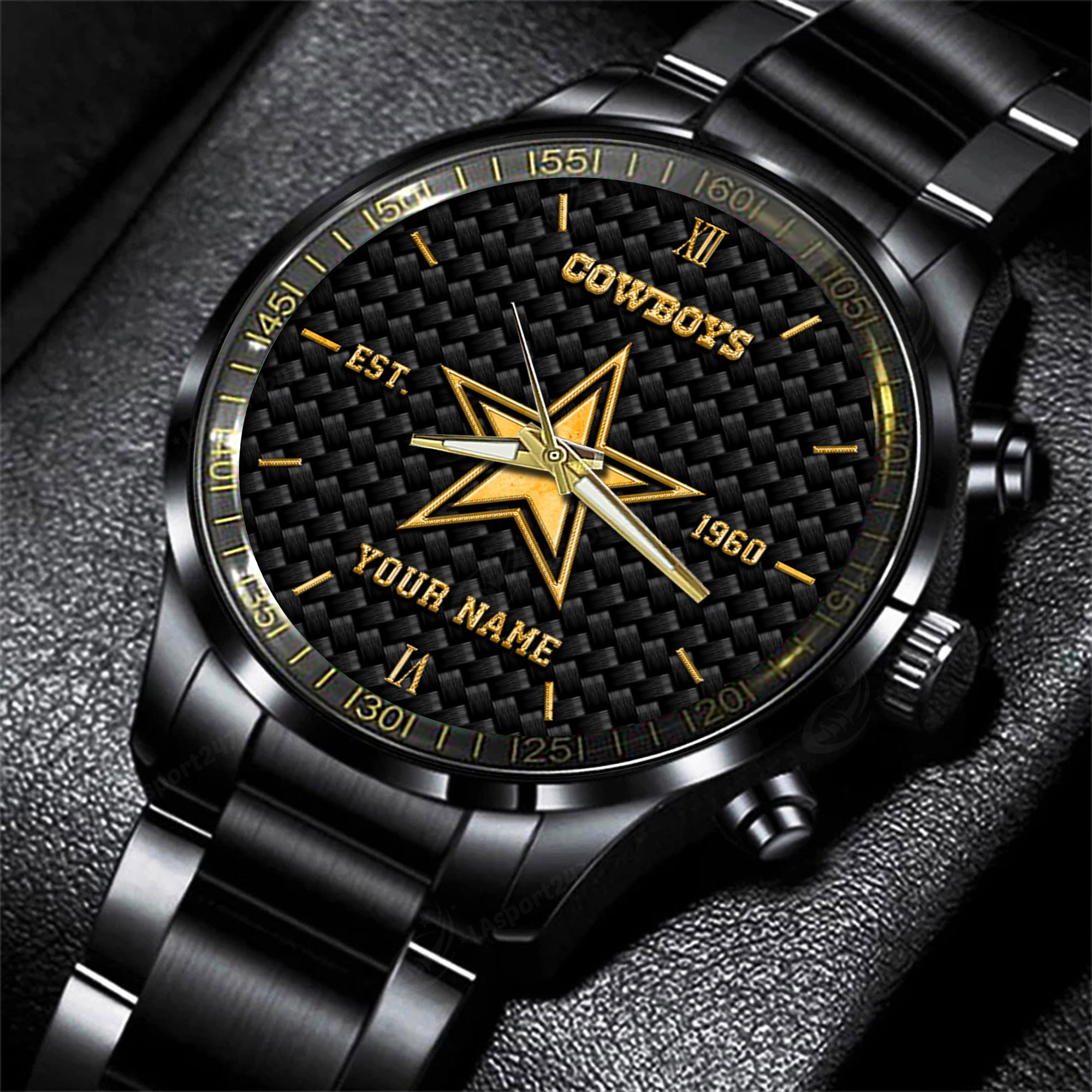 dallas cowboys nfl black fashion hand watch custom your name gift for fan gmjxh