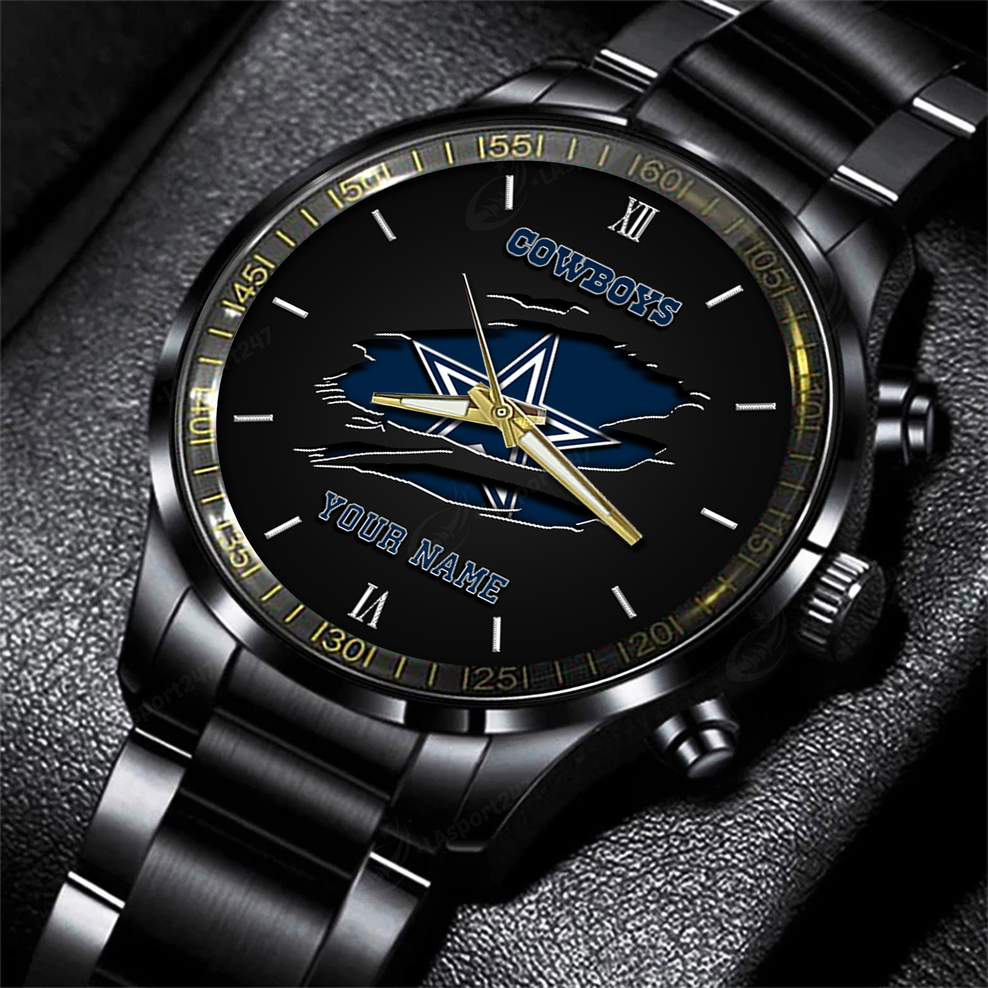 dallas cowboys nfl personalized black fashion watch for football lovers rpapr