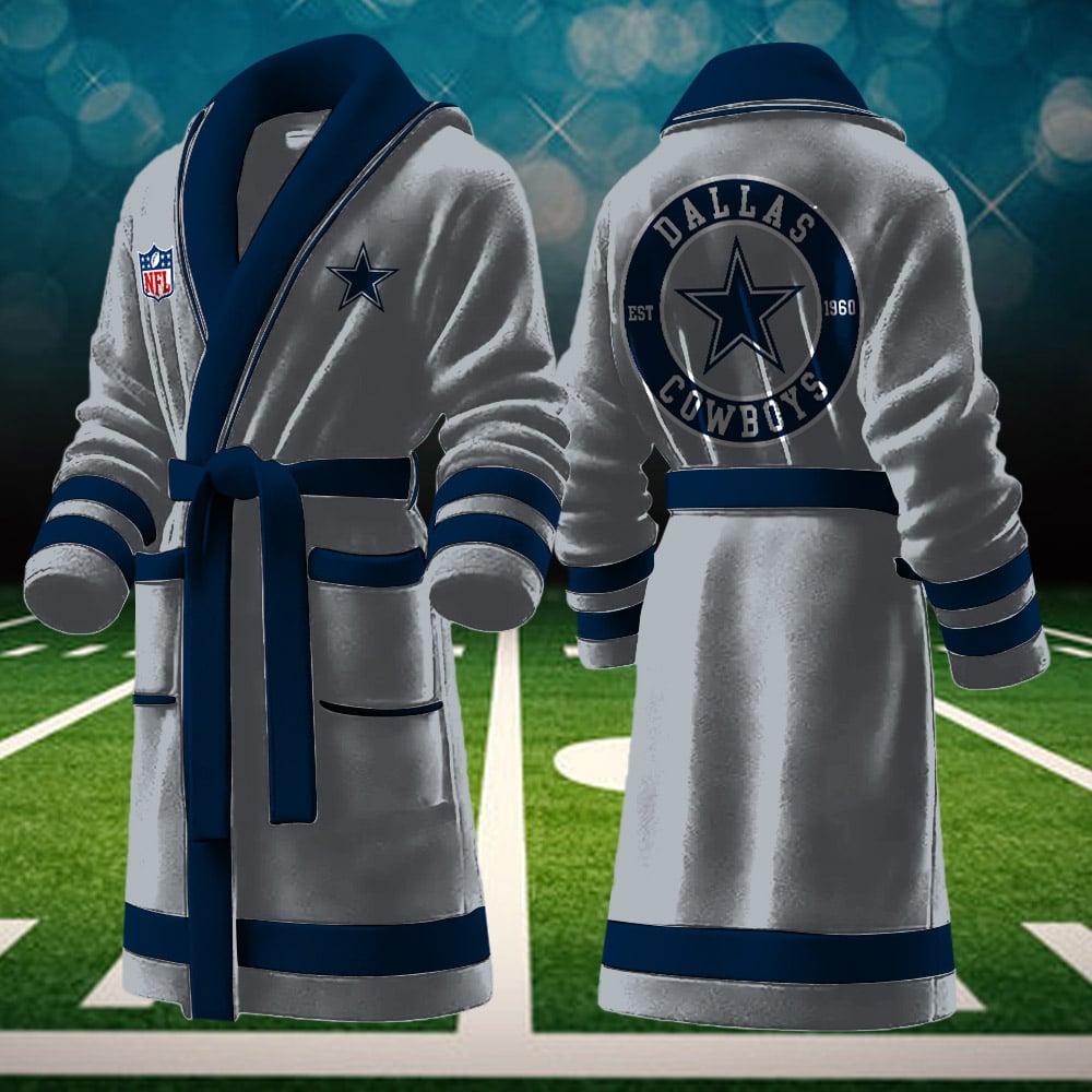 dallas cowboys nfl personalized fleece bathrobe gyixy