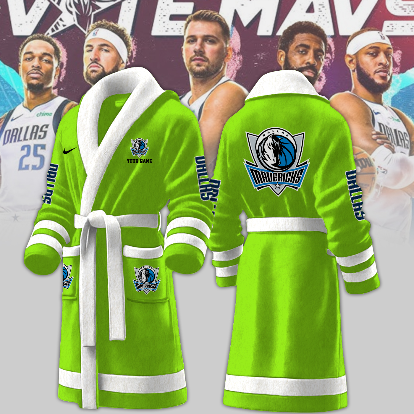 dallas mavericks nba personalized fleece bathrobe 4wnbc