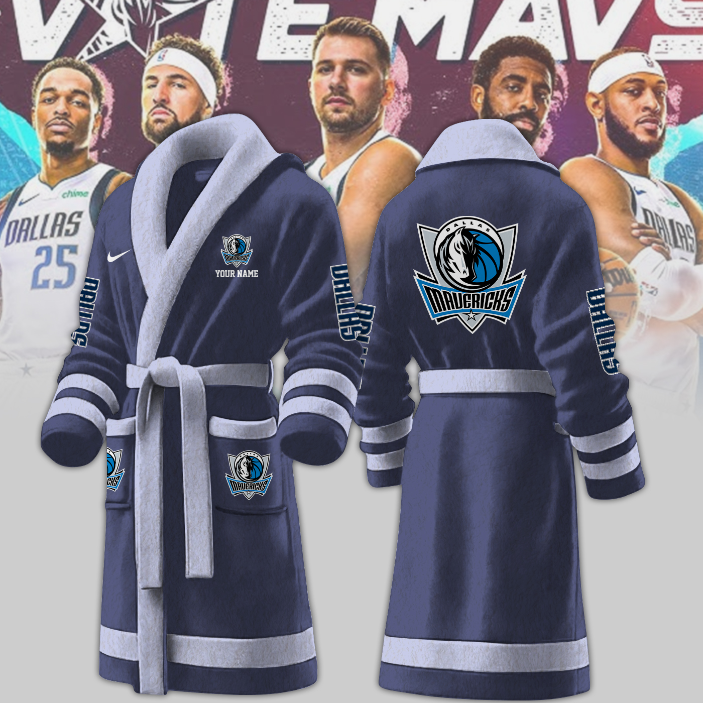 dallas mavericks nba personalized fleece bathrobe bdcrz