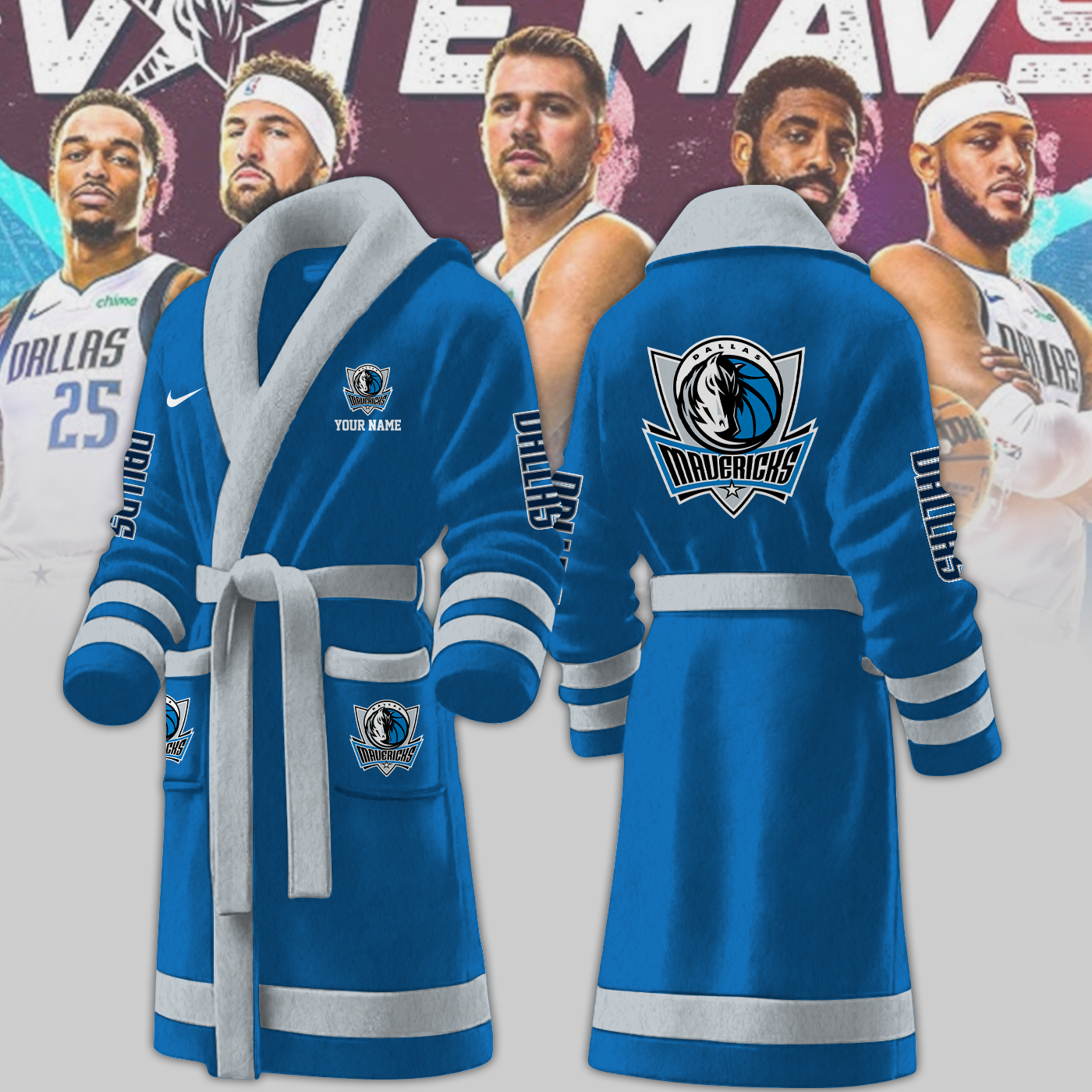 dallas mavericks nba personalized fleece bathrobe d3eaz