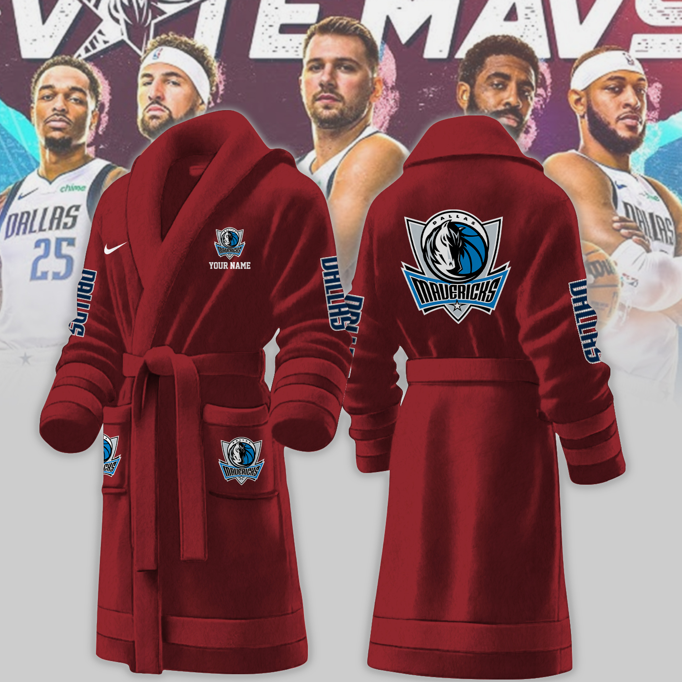 dallas mavericks nba personalized fleece bathrobe rmzam