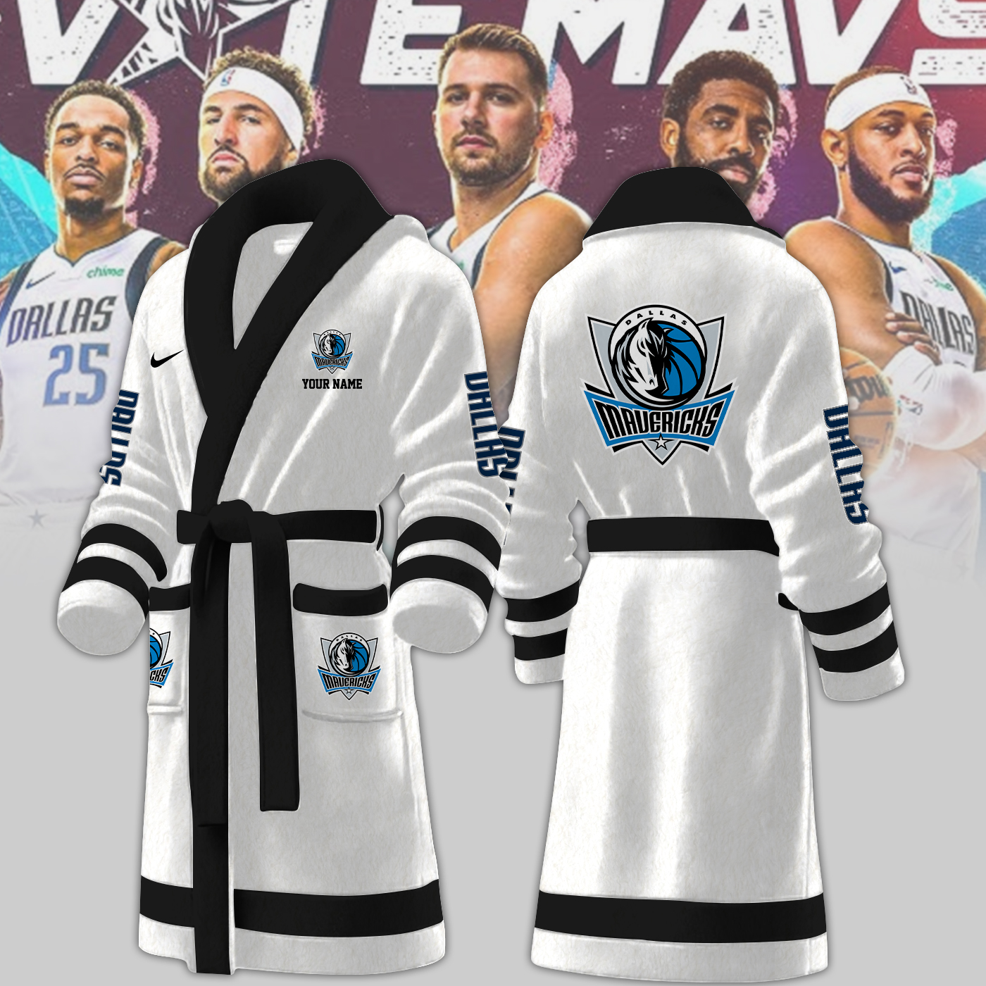 dallas mavericks nba personalized fleece bathrobe xk70p