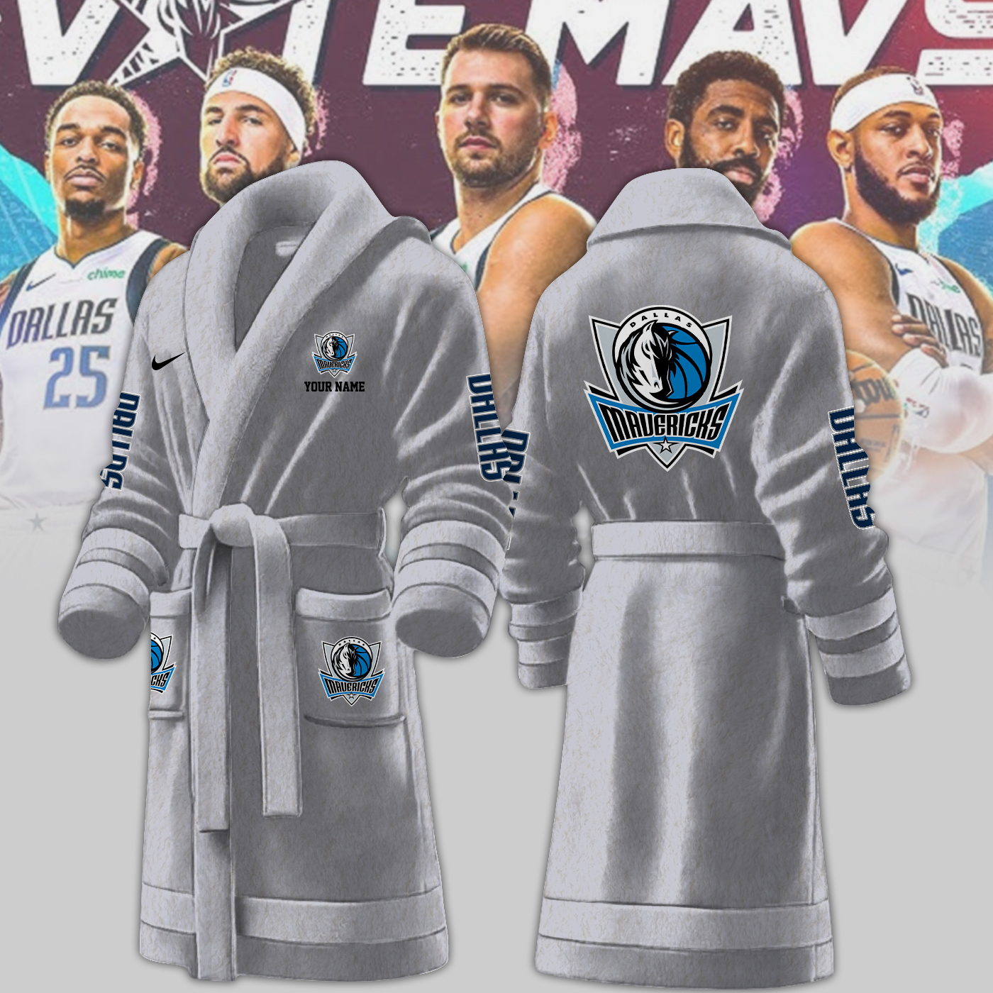 dallas mavericks nba personalized fleece bathrobe yvtqw