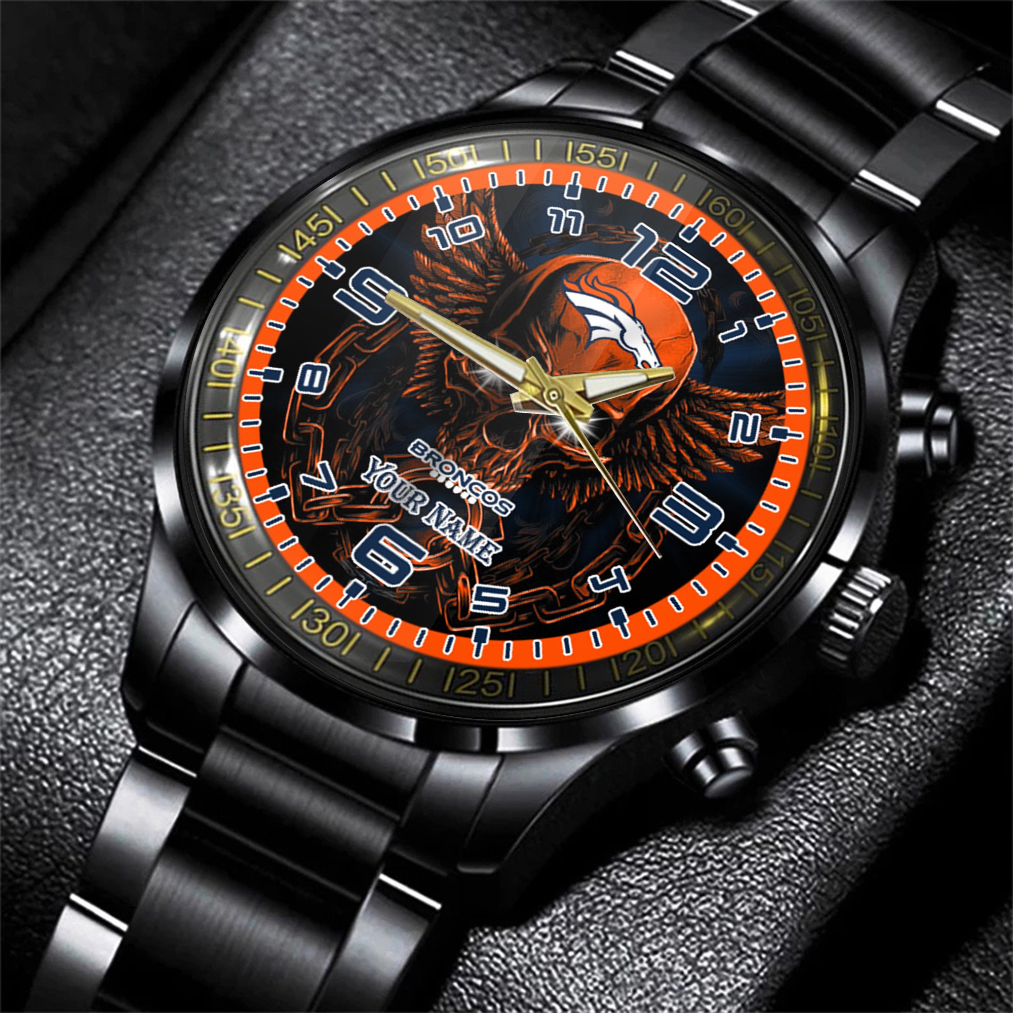 denver broncos nfl personalized 3d men hand watch gift for fans for father p0gci