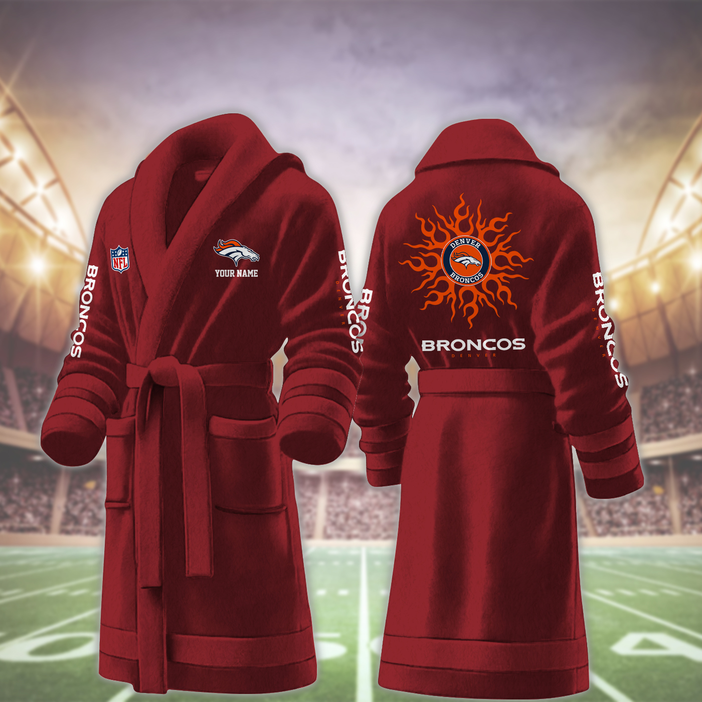 denver broncos nfl personalized fleece bathrobe 4wudr