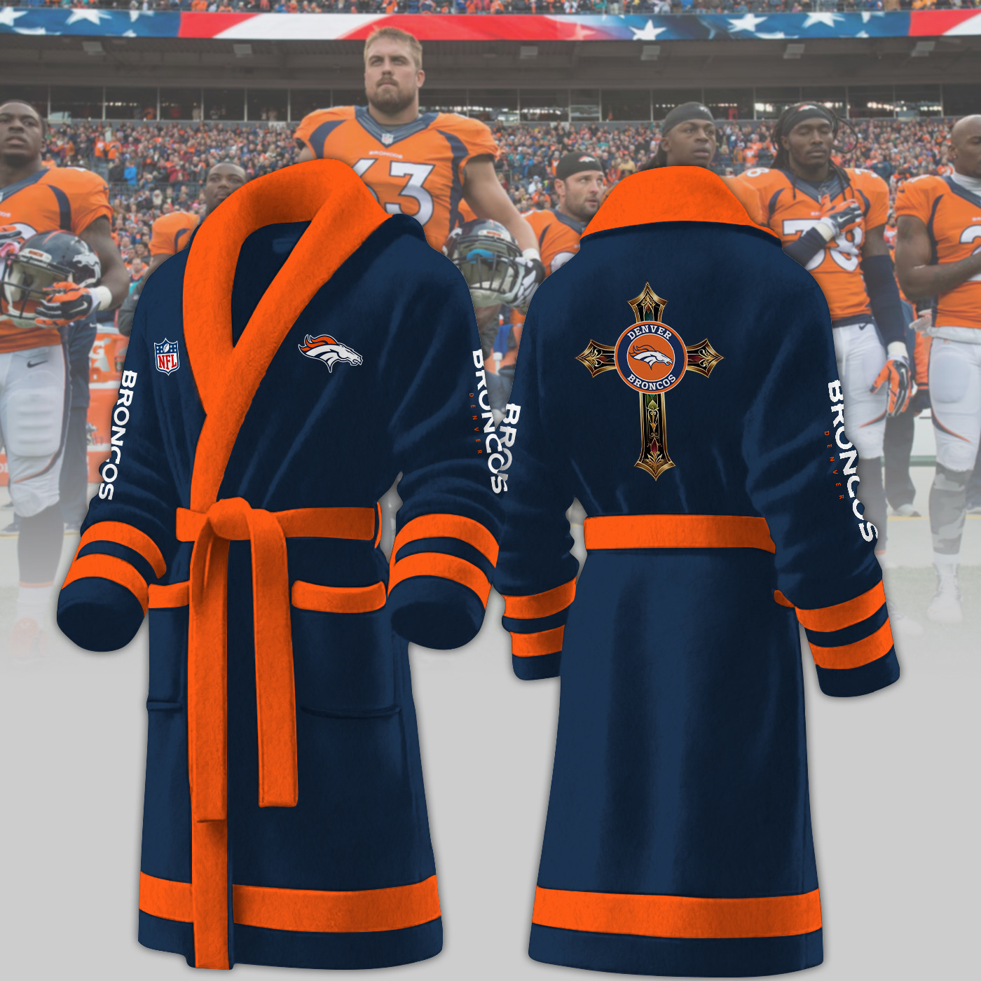 denver broncos nfl personalized fleece bathrobe gfado