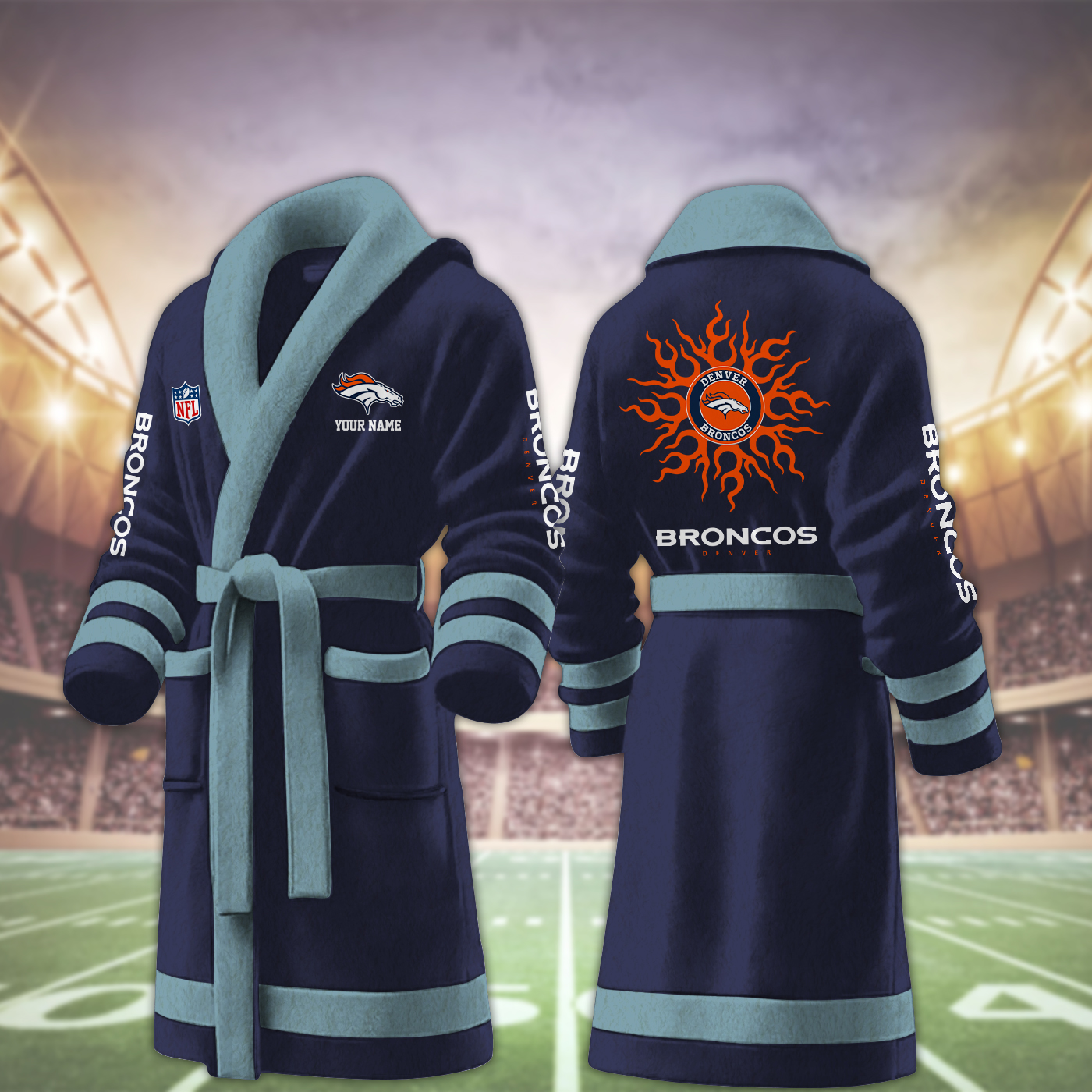 denver broncos nfl personalized fleece bathrobe gjjb5