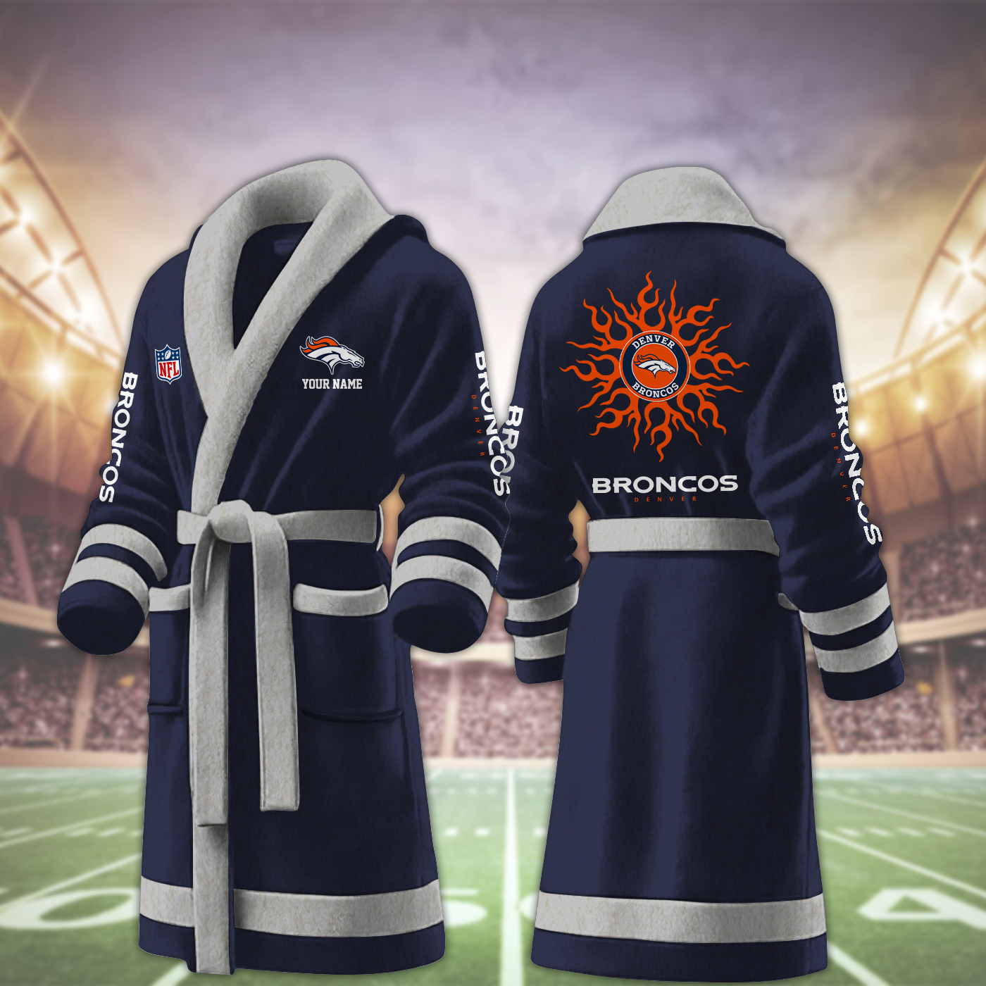 denver broncos nfl personalized fleece bathrobe qbbxz