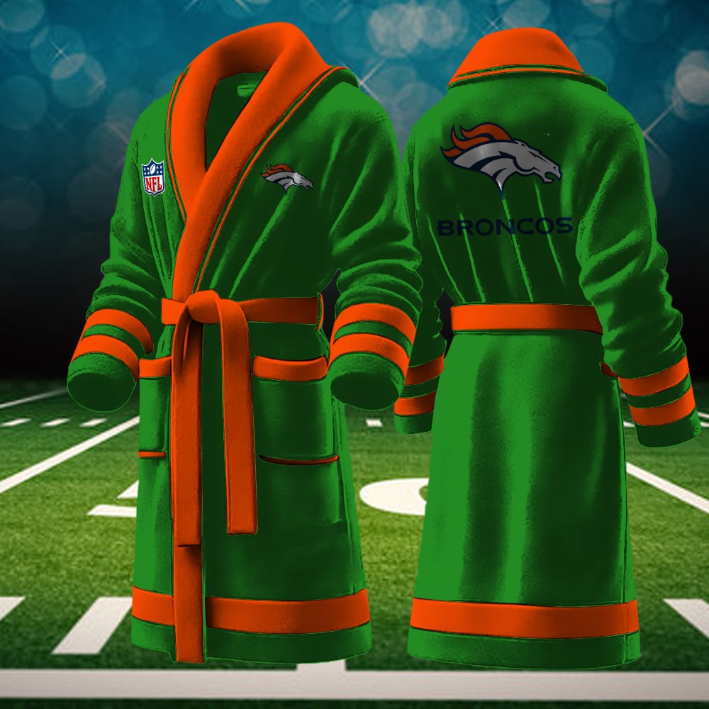 denver broncos nfl personalized fleece bathrobe qsguk