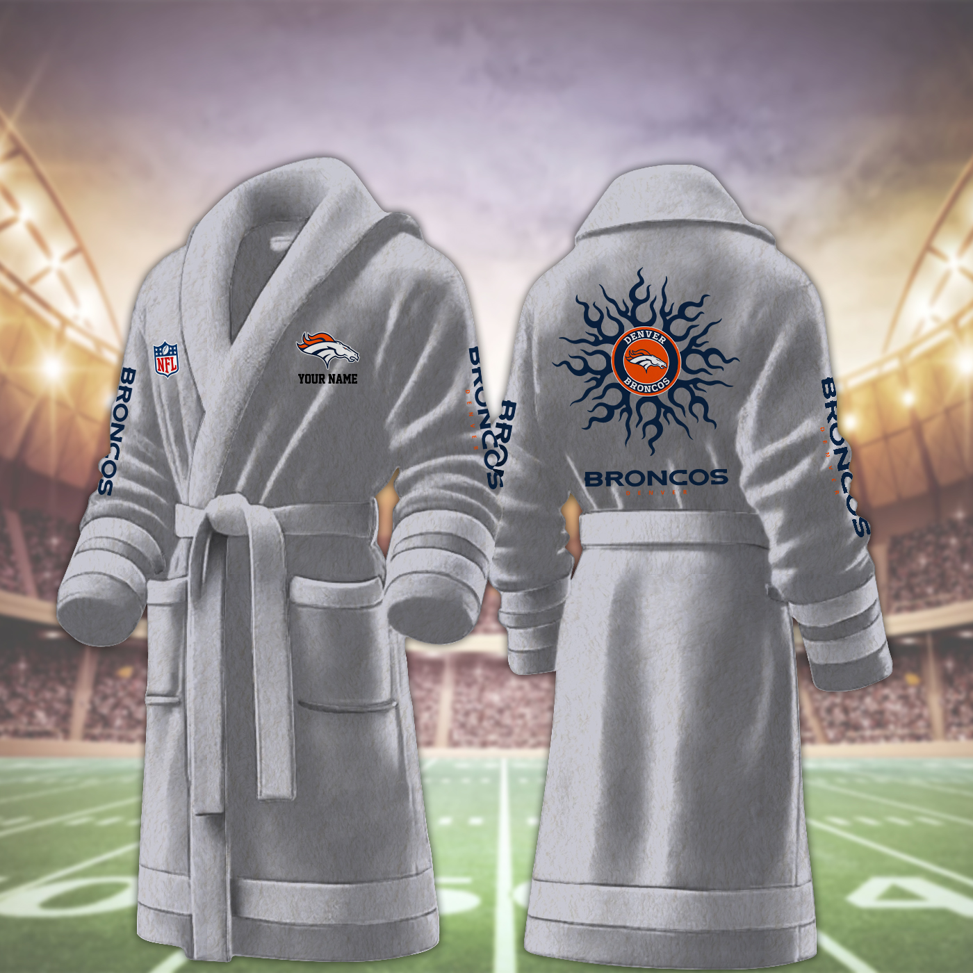 denver broncos nfl personalized fleece bathrobe ynrg2