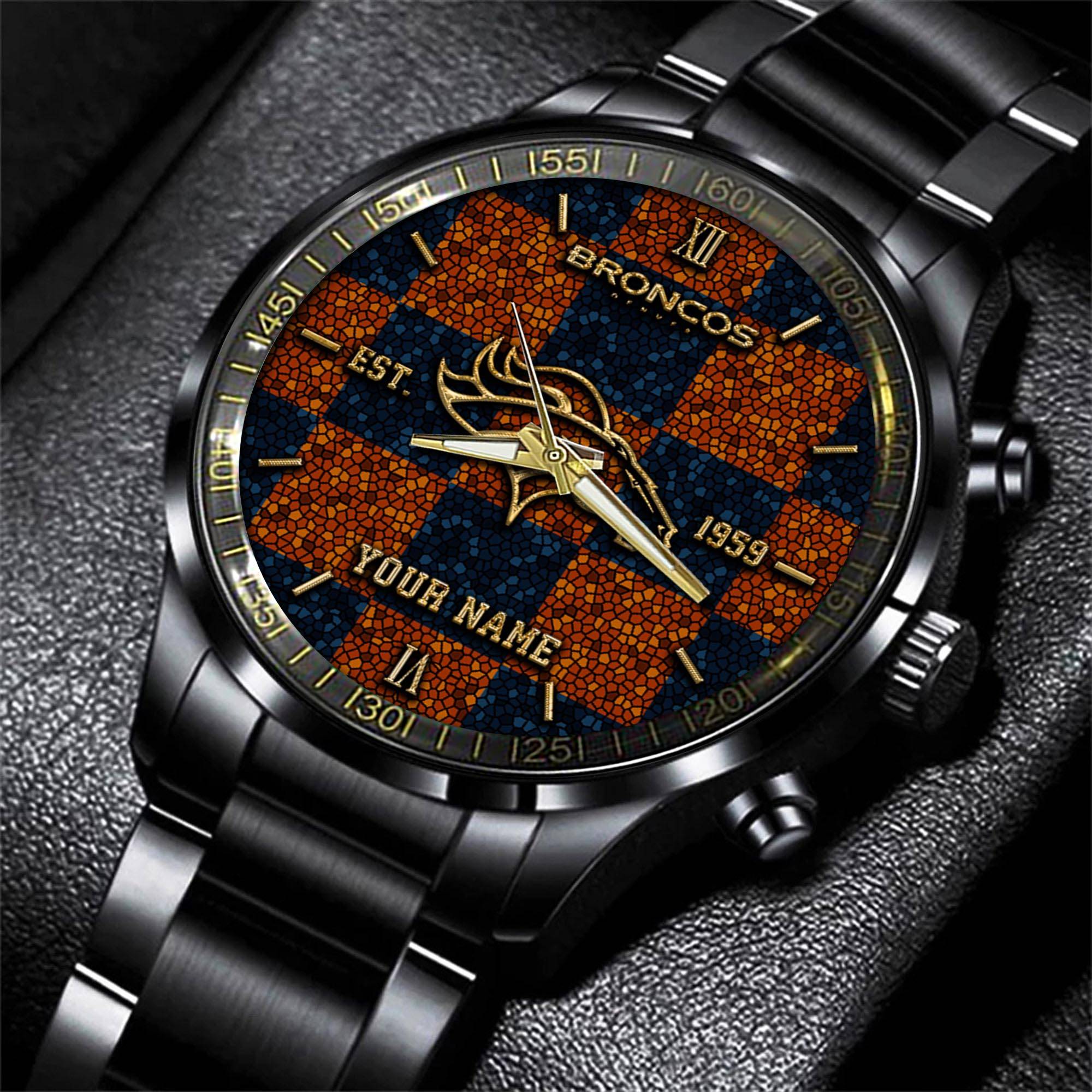 denver broncos nfl personalized sport black watch gifts for fans 57rql