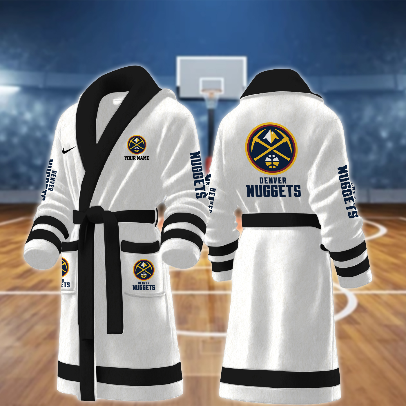 denver nuggets nba personalized fleece bathrobe bxmj5