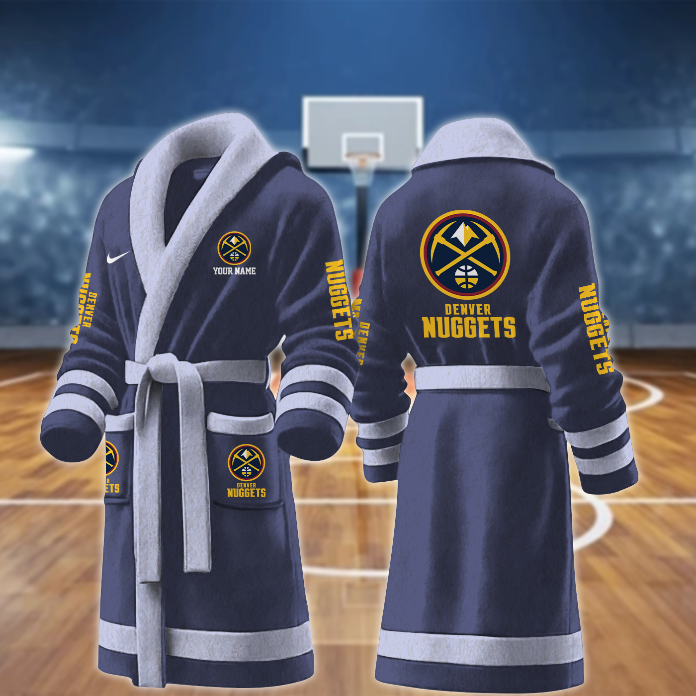 denver nuggets nba personalized fleece bathrobe j7fkc