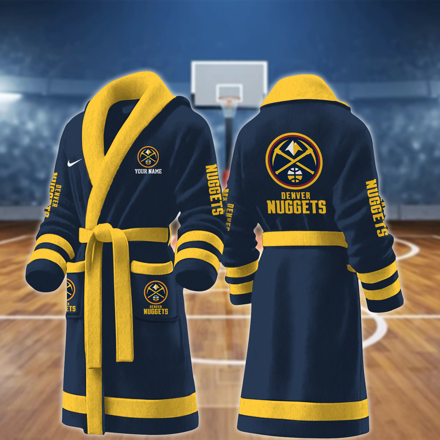 denver nuggets nba personalized fleece bathrobe mnlsp