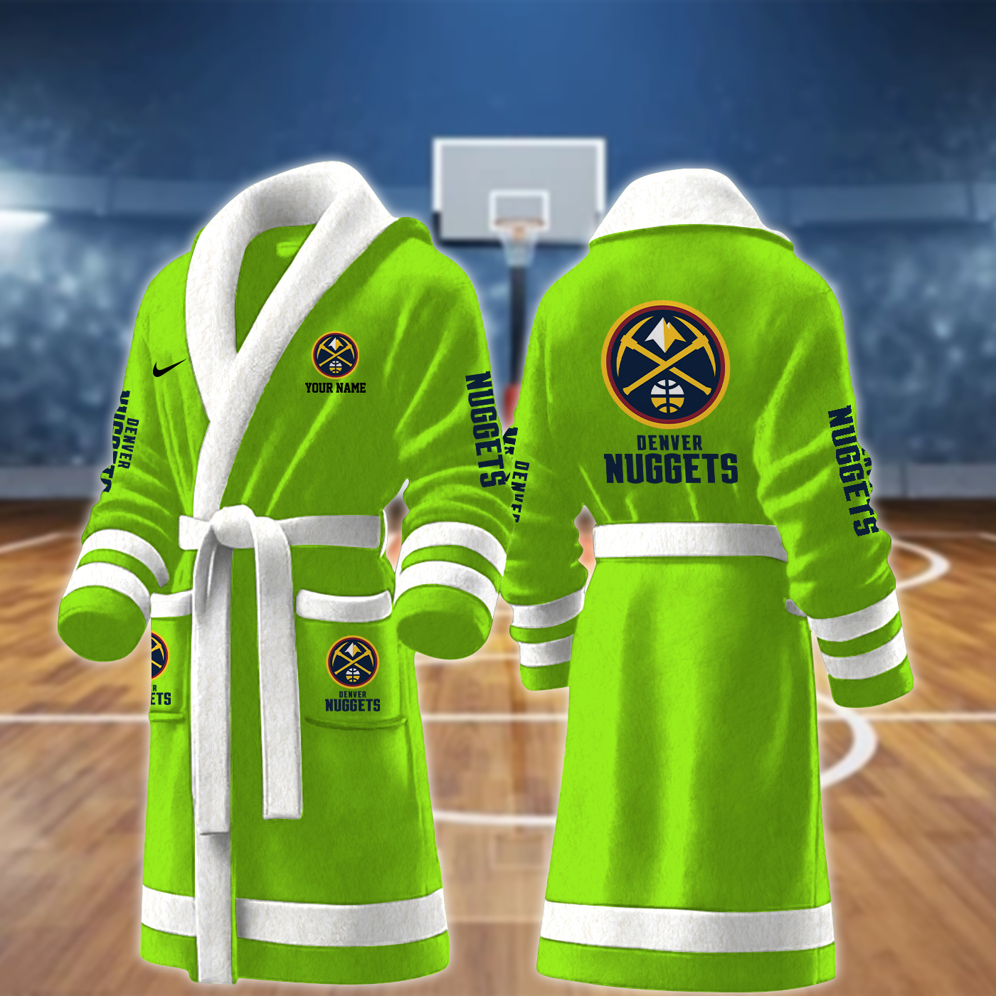 denver nuggets nba personalized fleece bathrobe s385z