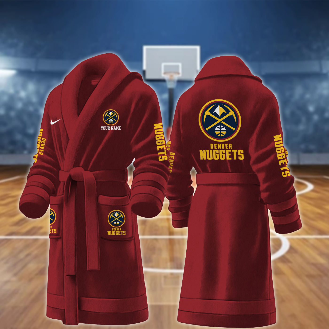 denver nuggets nba personalized fleece bathrobe uok0y