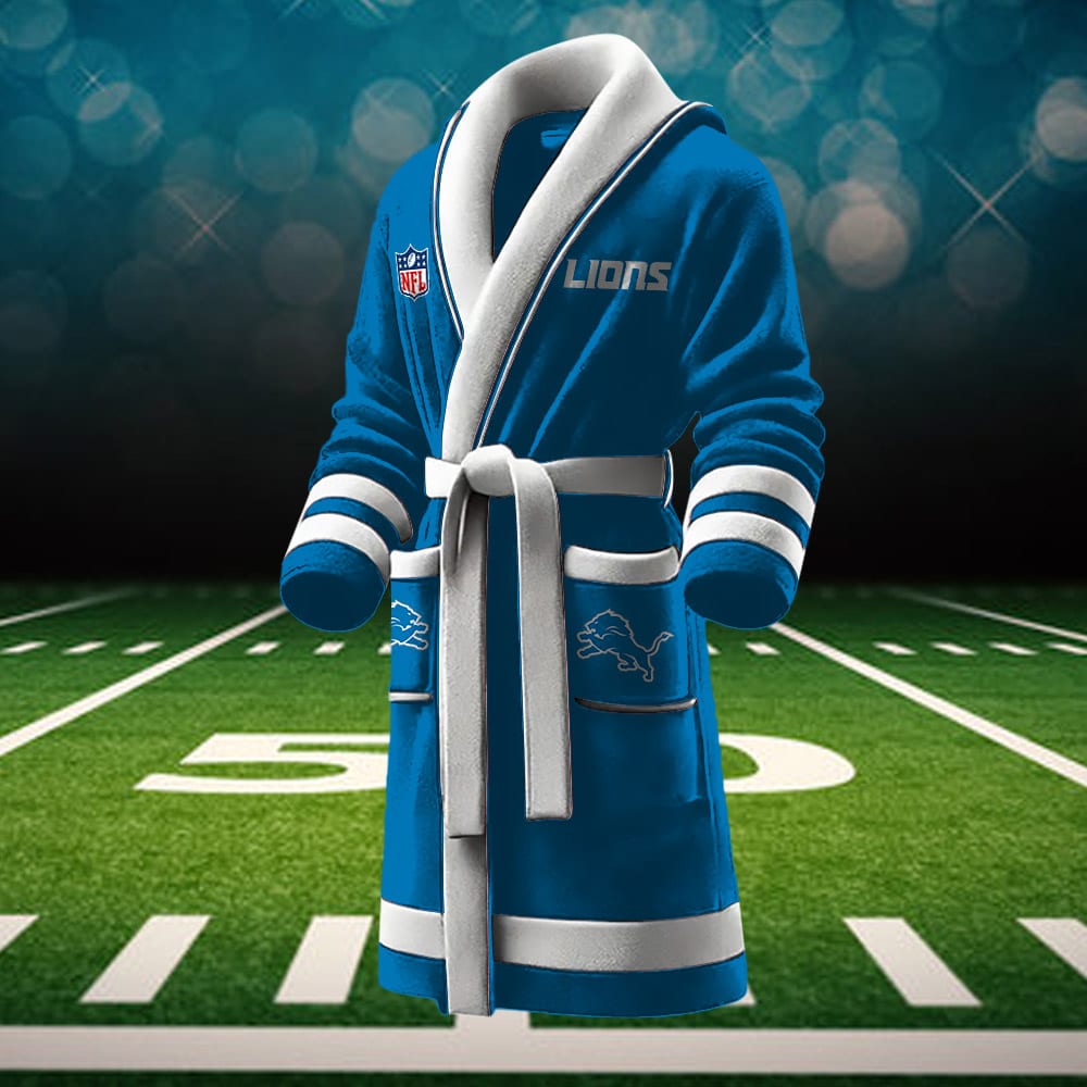 detroit lions nfl personalized fleece bathrobe 2viq0